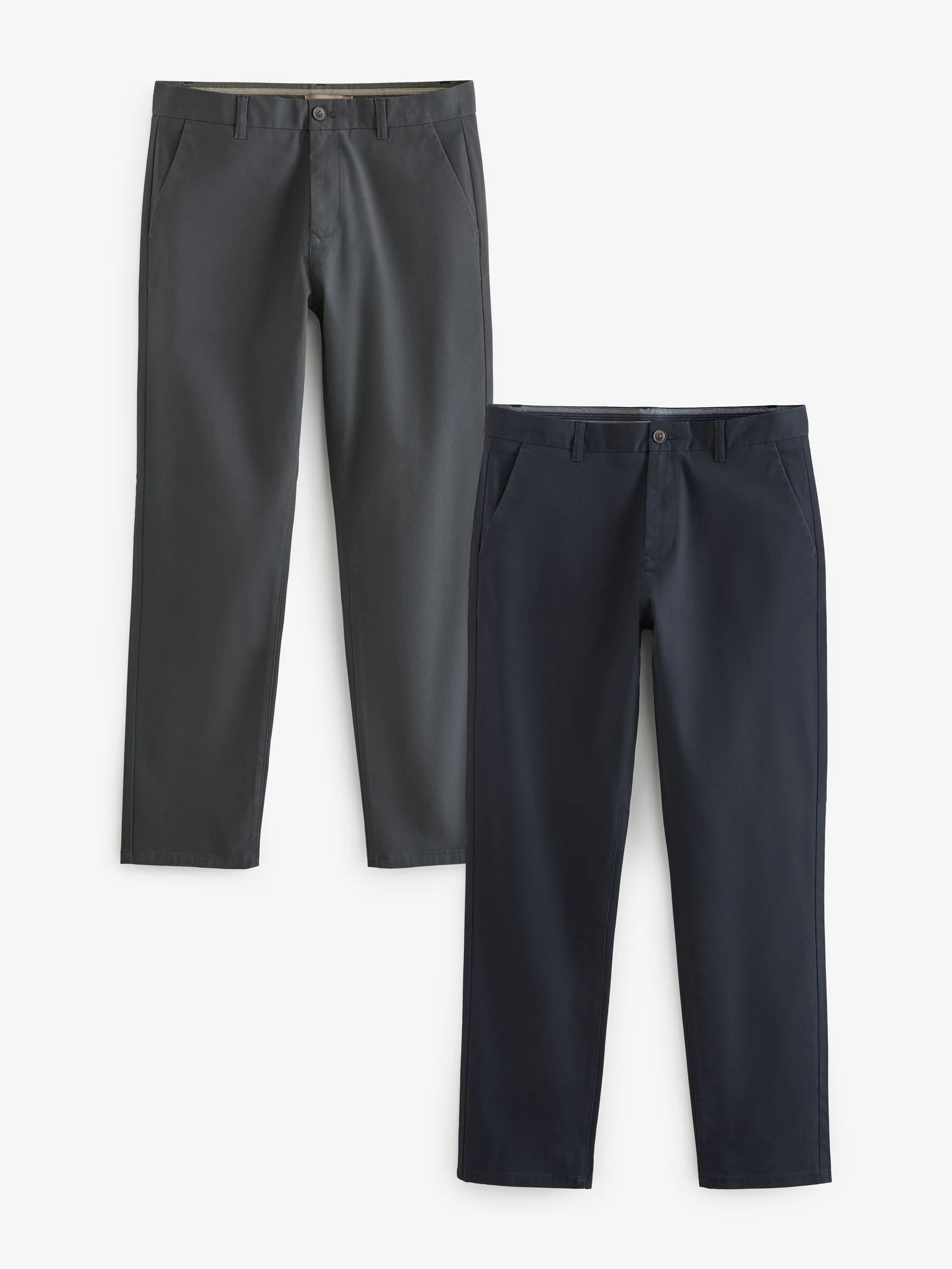 Marineblauw/grijs antraciet - Straight fit - Stretch chino's verpakking van 2