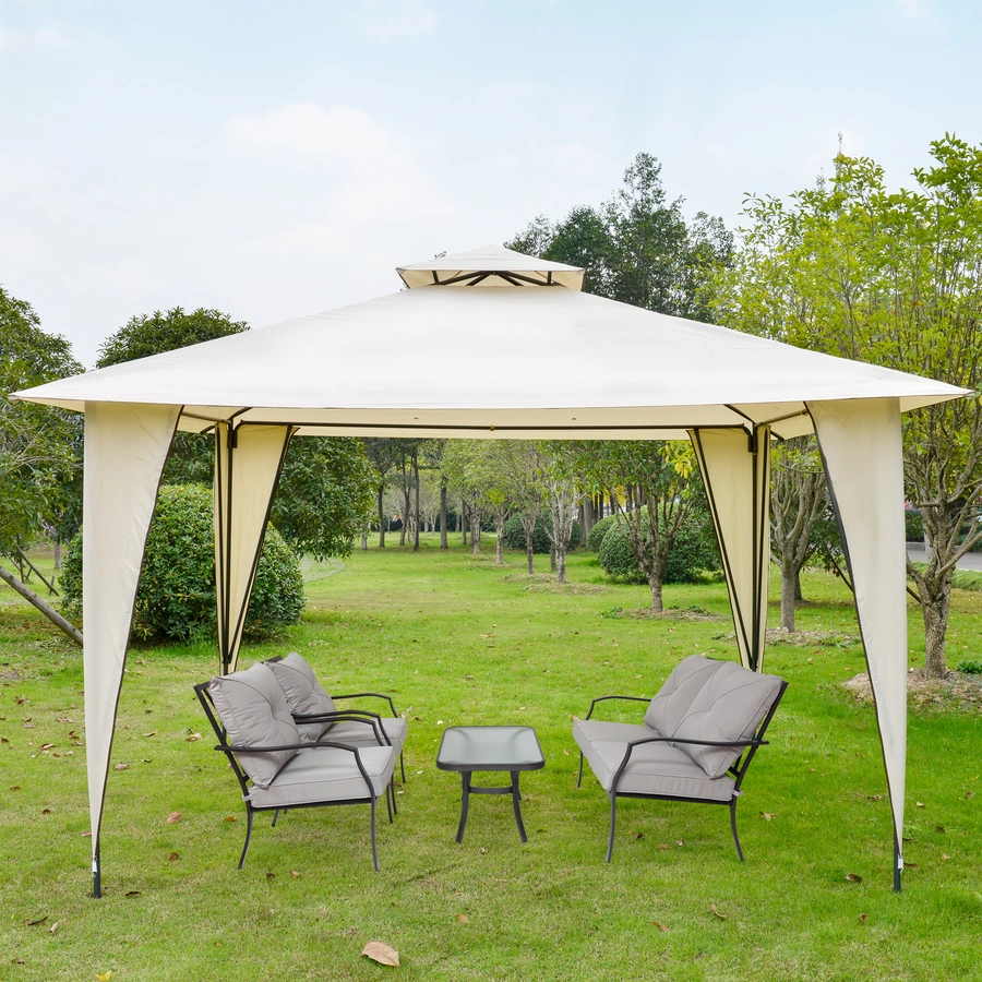 Outsunny Pavillon mit Doppeldach beige