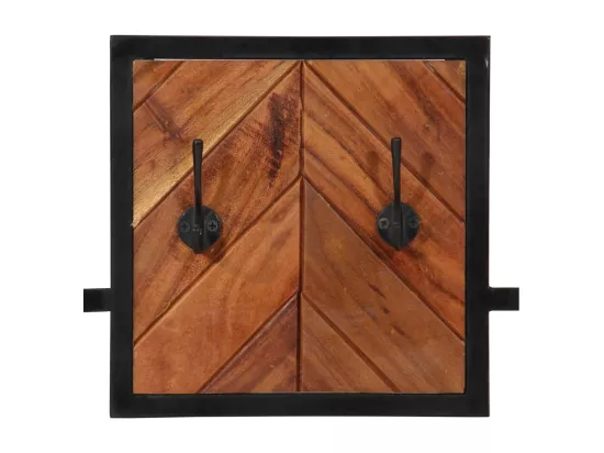 Porte-manteau mural 90x1x35 cm bois massif d'acacia et fer