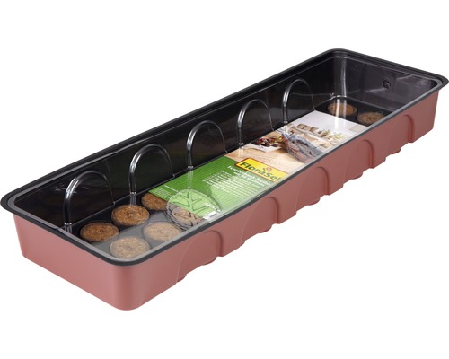 FloraSelf binnenkas, vensterbankkas 55x17x11 cm, inclusief 36 turfkorrels en koepel