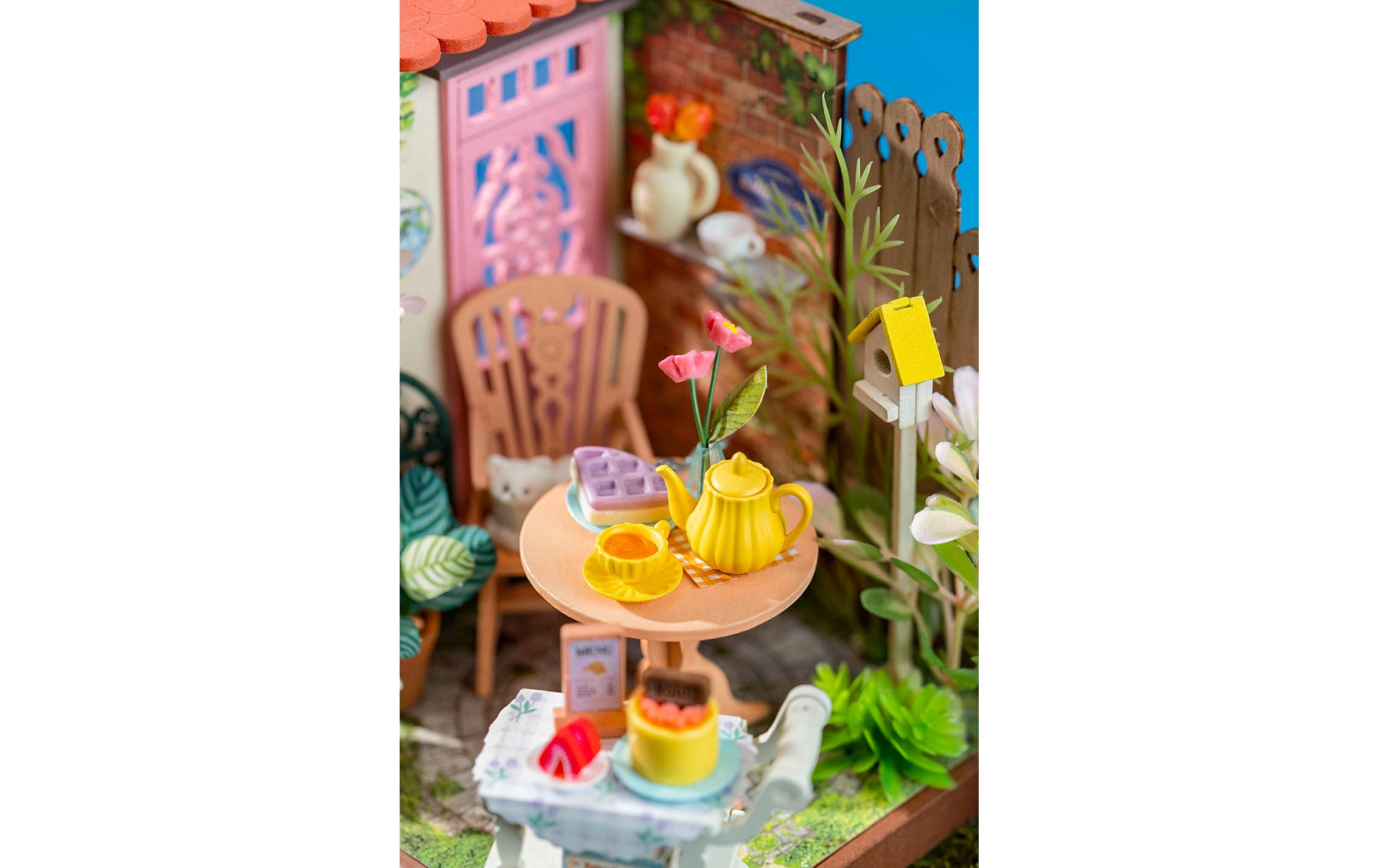 Bausatz Eleganter Teegarten3D-Puzzle aus lasergeschnittenen Holzteilen