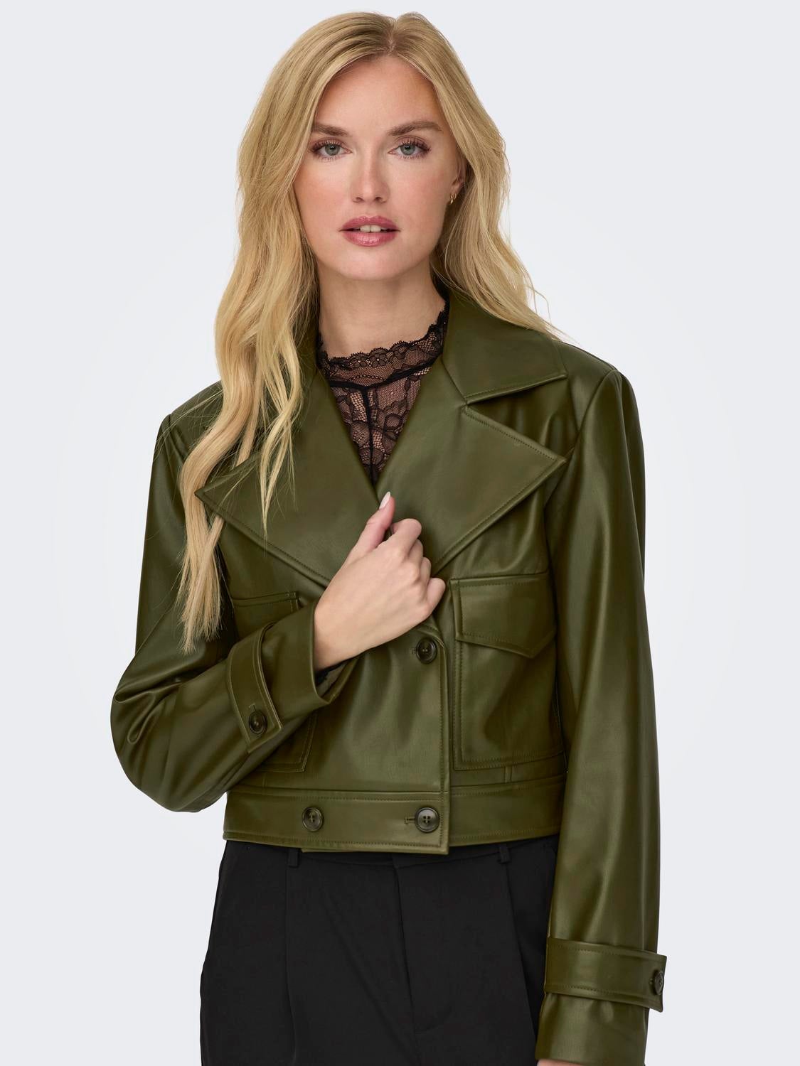 ONLKIM Kunstlederjacke Dark Olive
