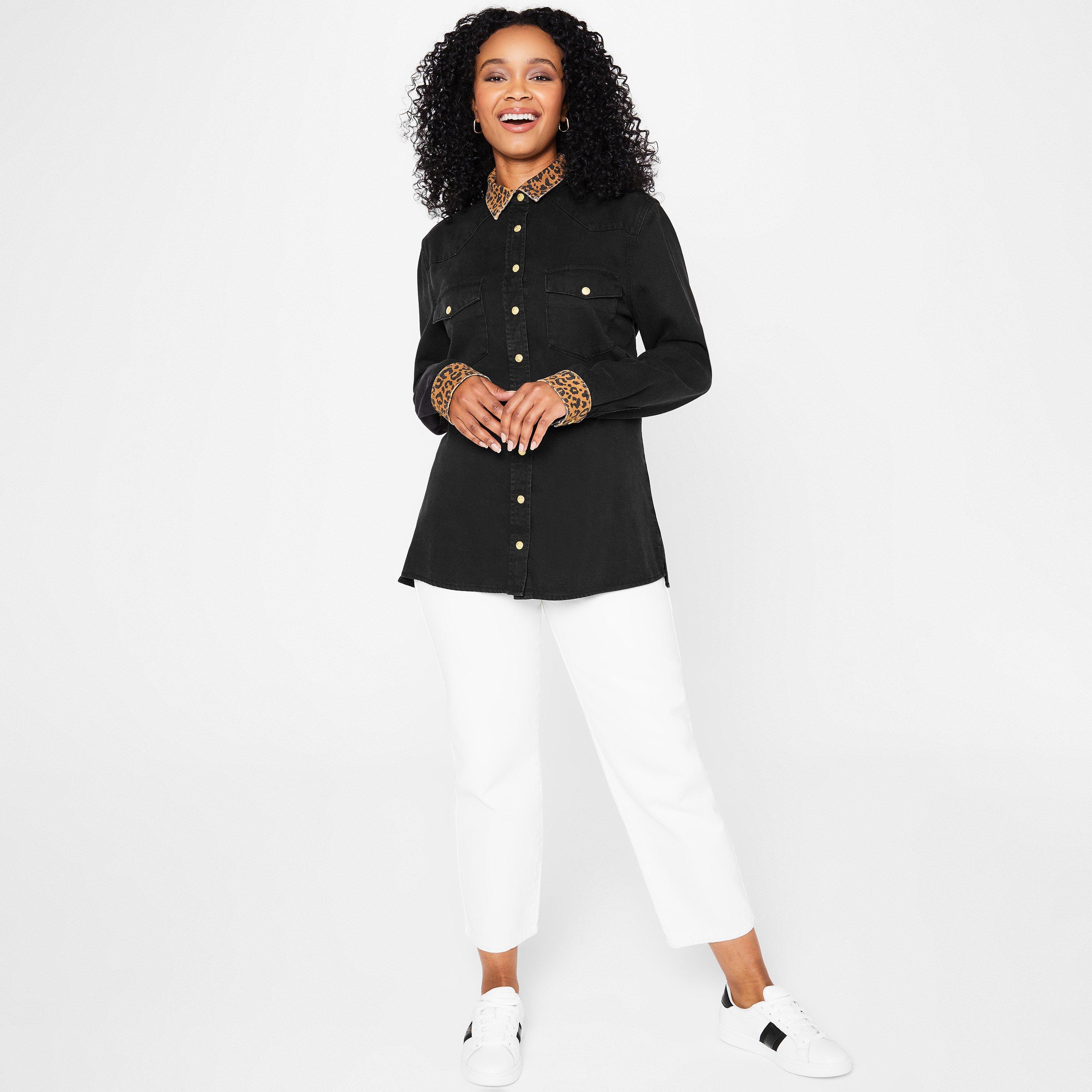 Biba Leopard Collar Denim Shirt
