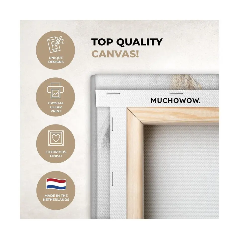 MuchoWow Canvas Schilderij 90x60cm Luxe Abstract Goud Wit