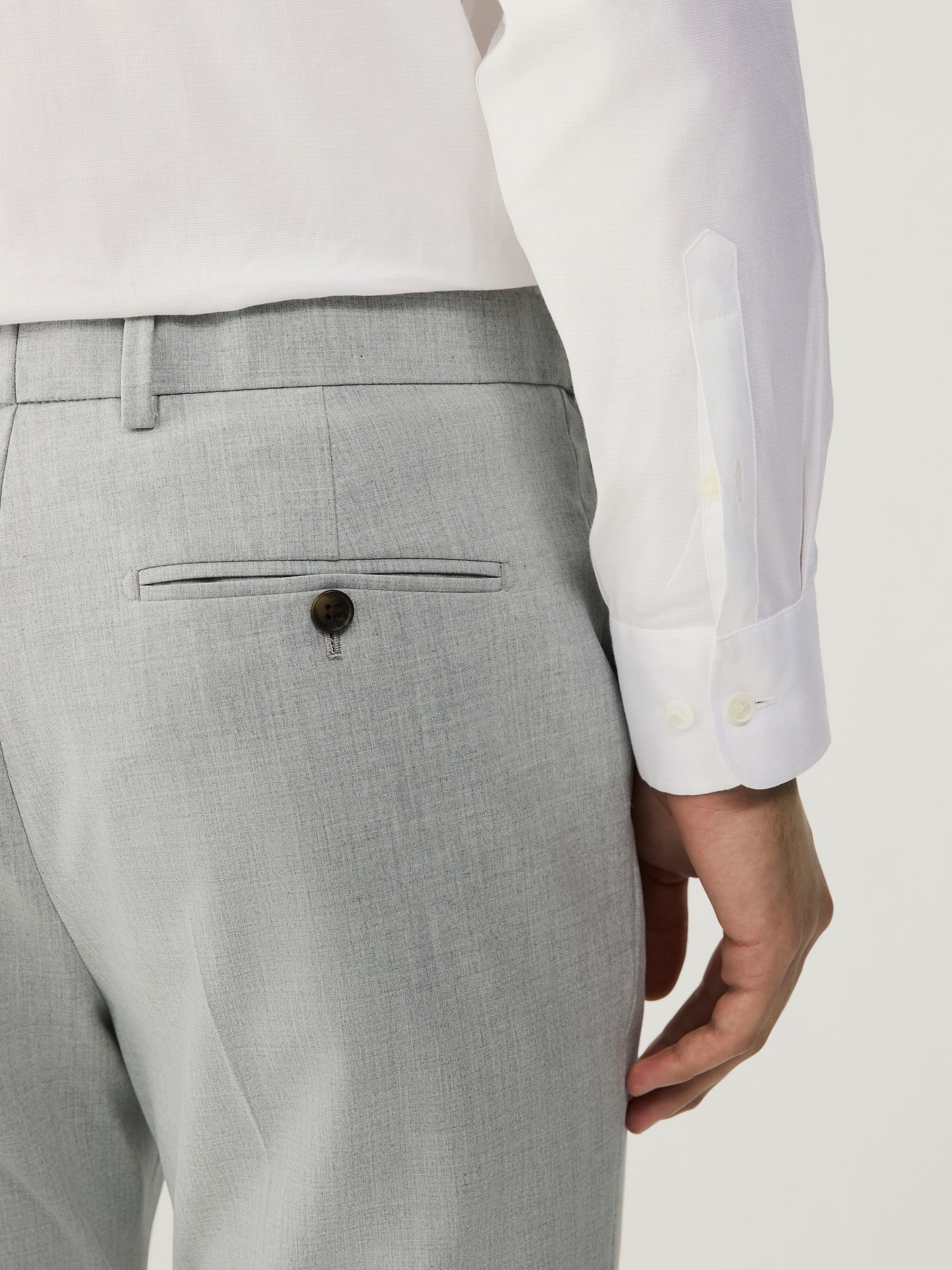 Lichtgrijs - Strakke Pasvorm - Motionflex kostuum met stretch: pantalon