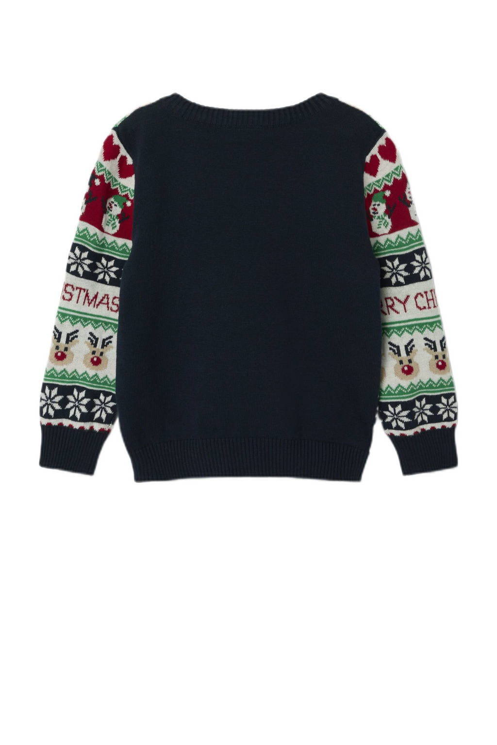 NAME IT kersttrui donkerblauw fijn gebreid