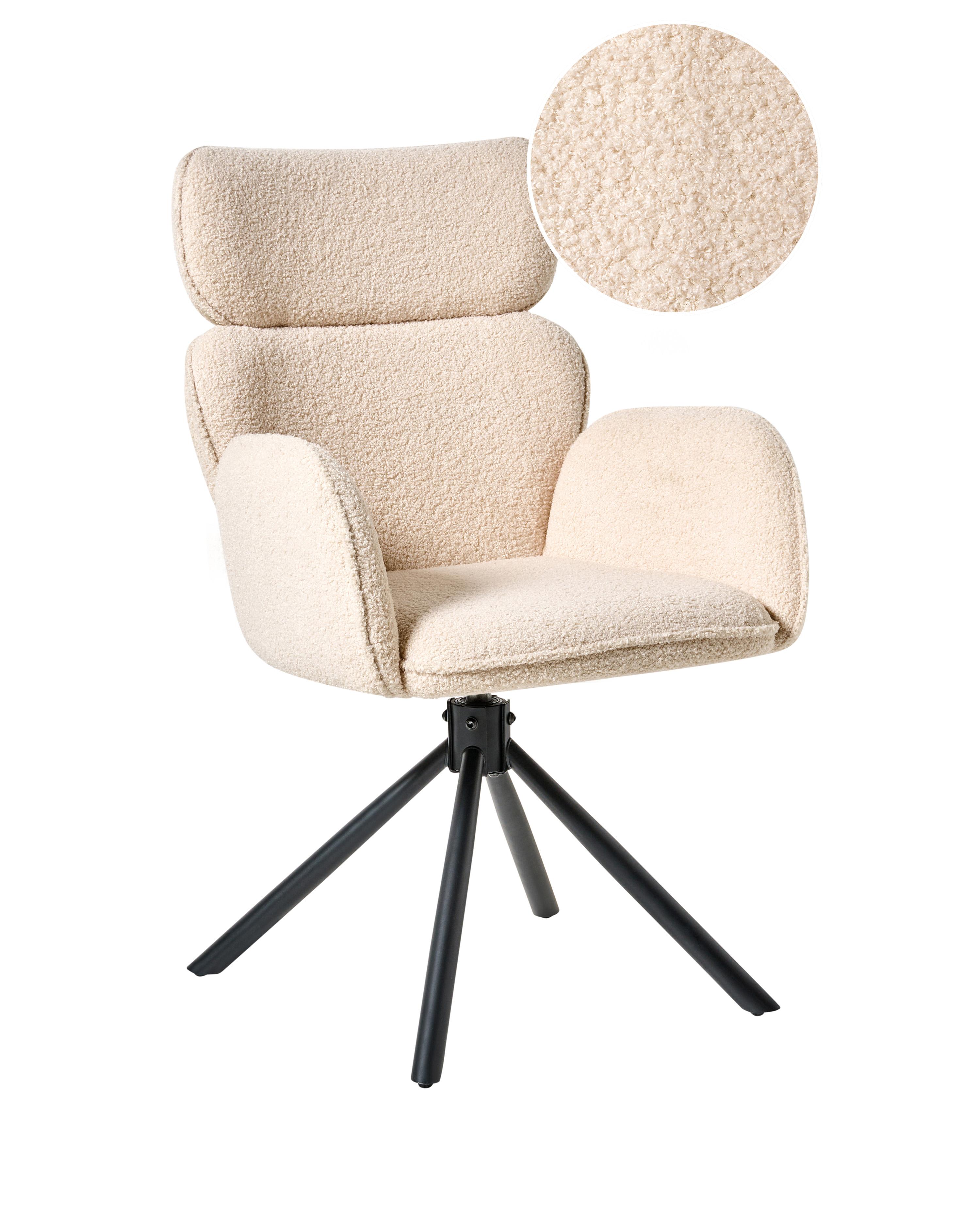 Eetkamerstoel draaibaar ALENE Bouclé Lichtbeige