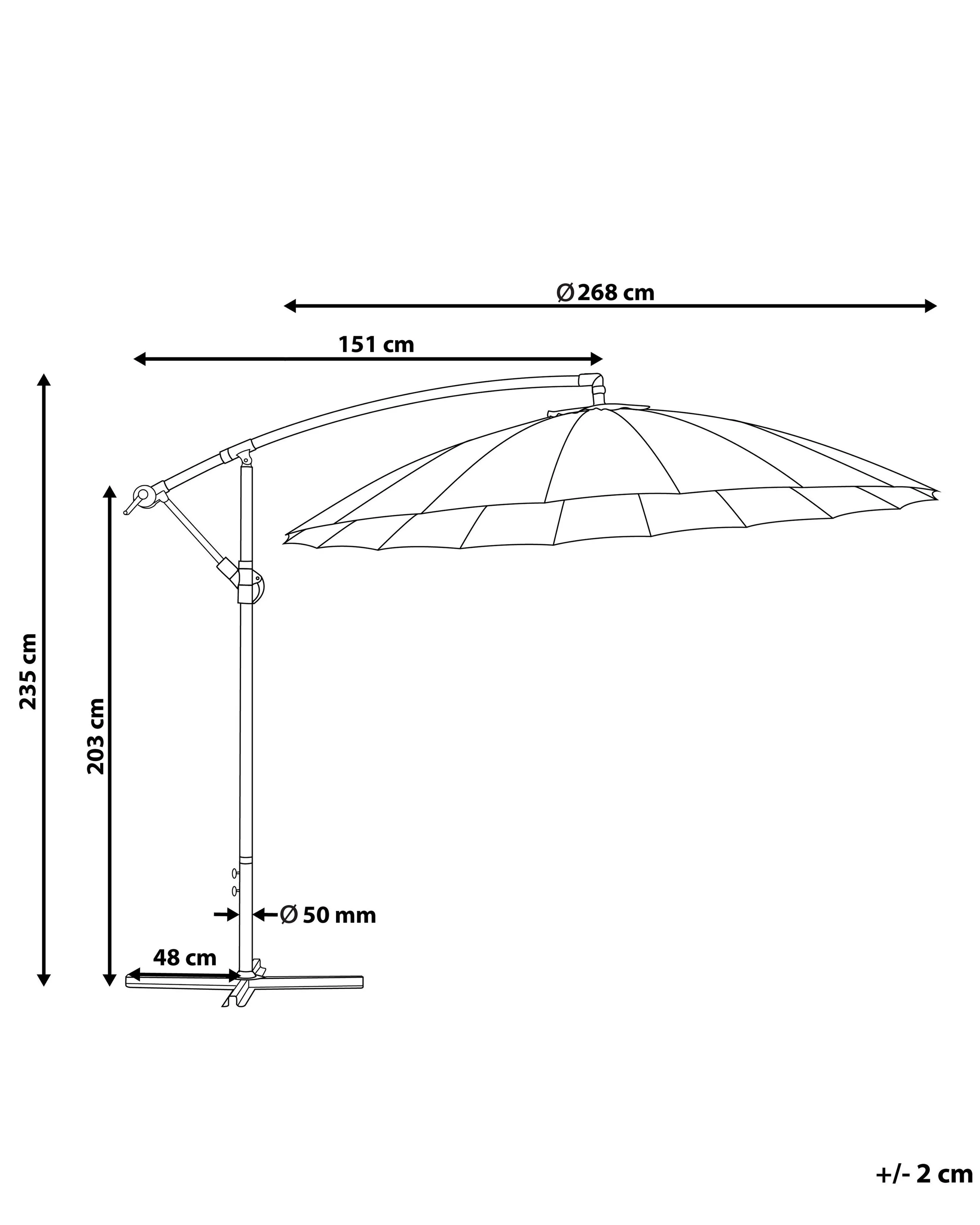 Zweefparasol 268 cm CALABRIA II Lichtgrijs