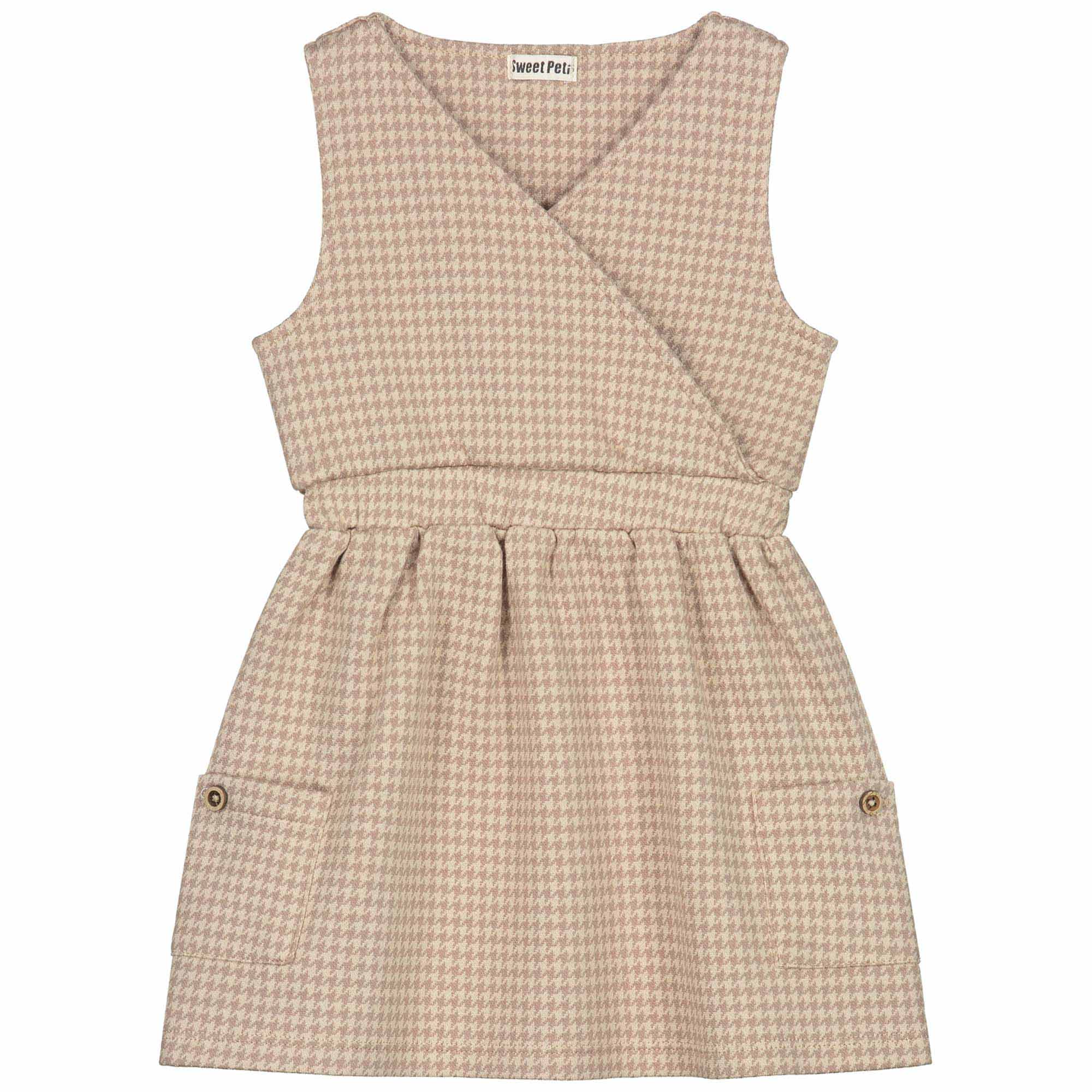 Sweet Petit peuter jurk Lara mouwloos all over print taupe