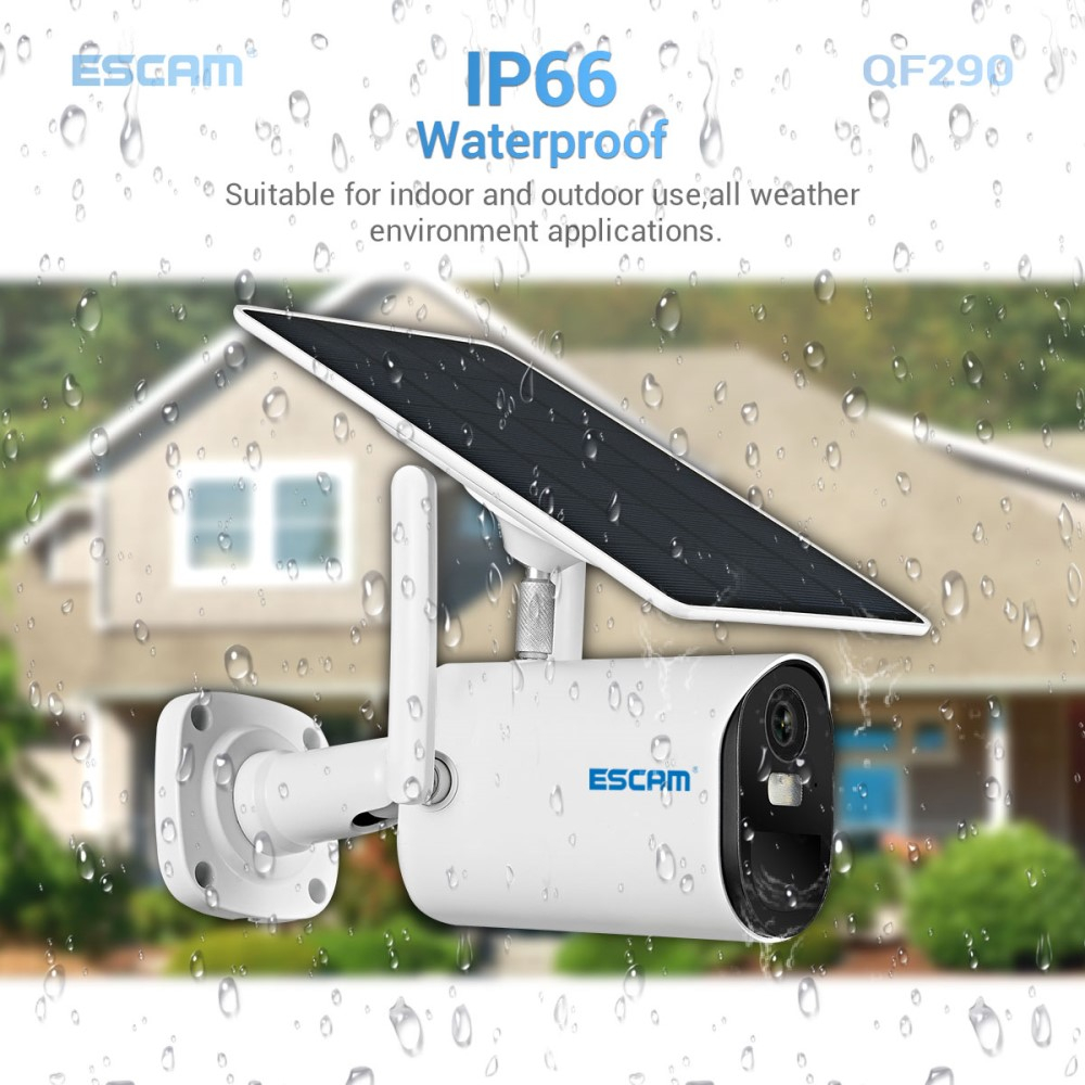 WiFi Solar (3.8W) IP Kamera Full HD 1080p mit 2-Wege-Audio / Infrarot LED's Nachtsichtfunktion / Micro SD und Wandhalterung (IP66) - Weiss
