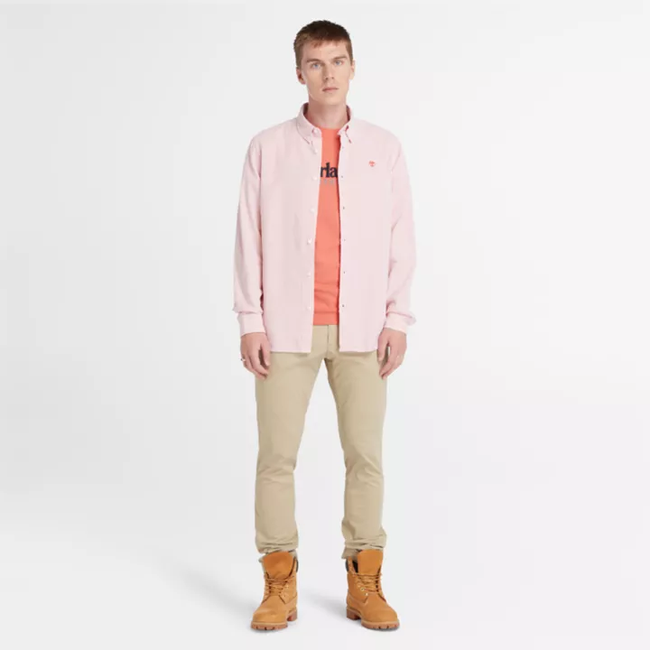 Pantalon chino en sergé extensible pour homme en beige
