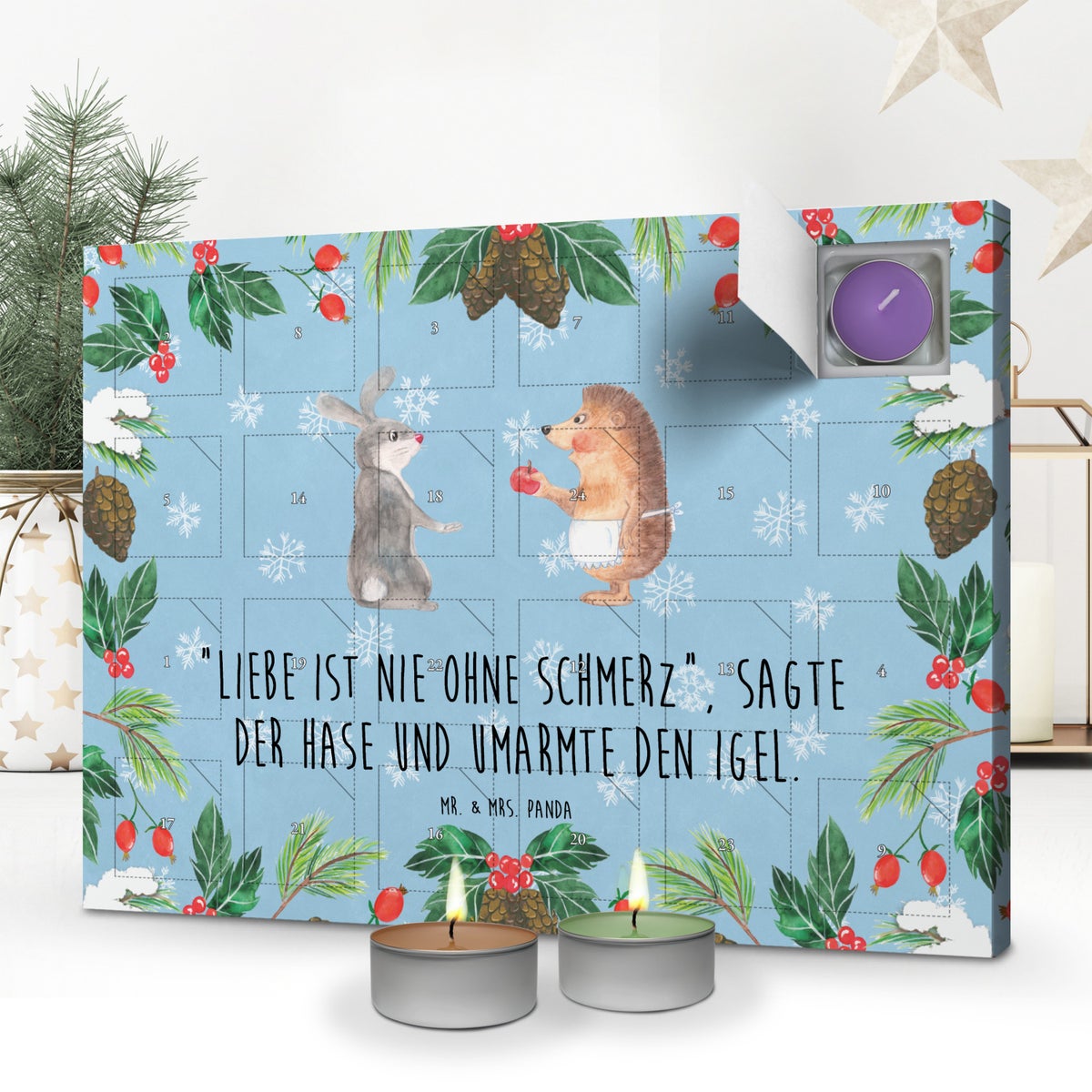 Mr. & Mrs. Panda Geurkaars Adventskalender Konijn Egel - Pastelblauw