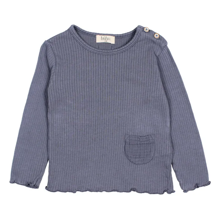 Búho T-shirt Poche Côtelé | Bleu marine