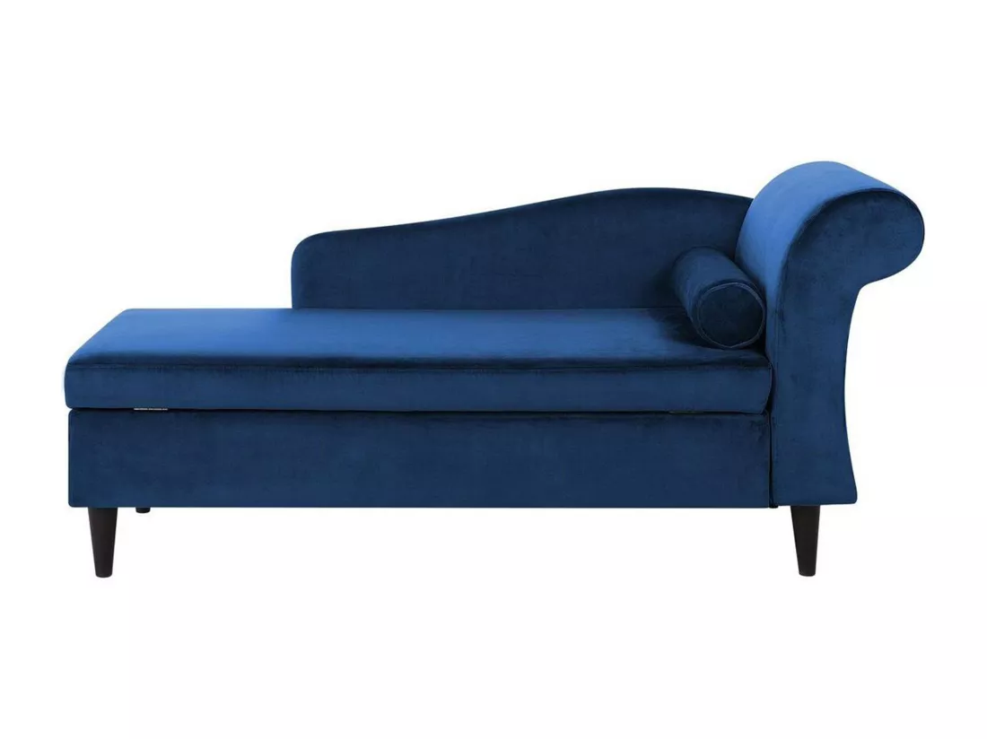 Chaise longue côté droit en velours bleu LUIRO