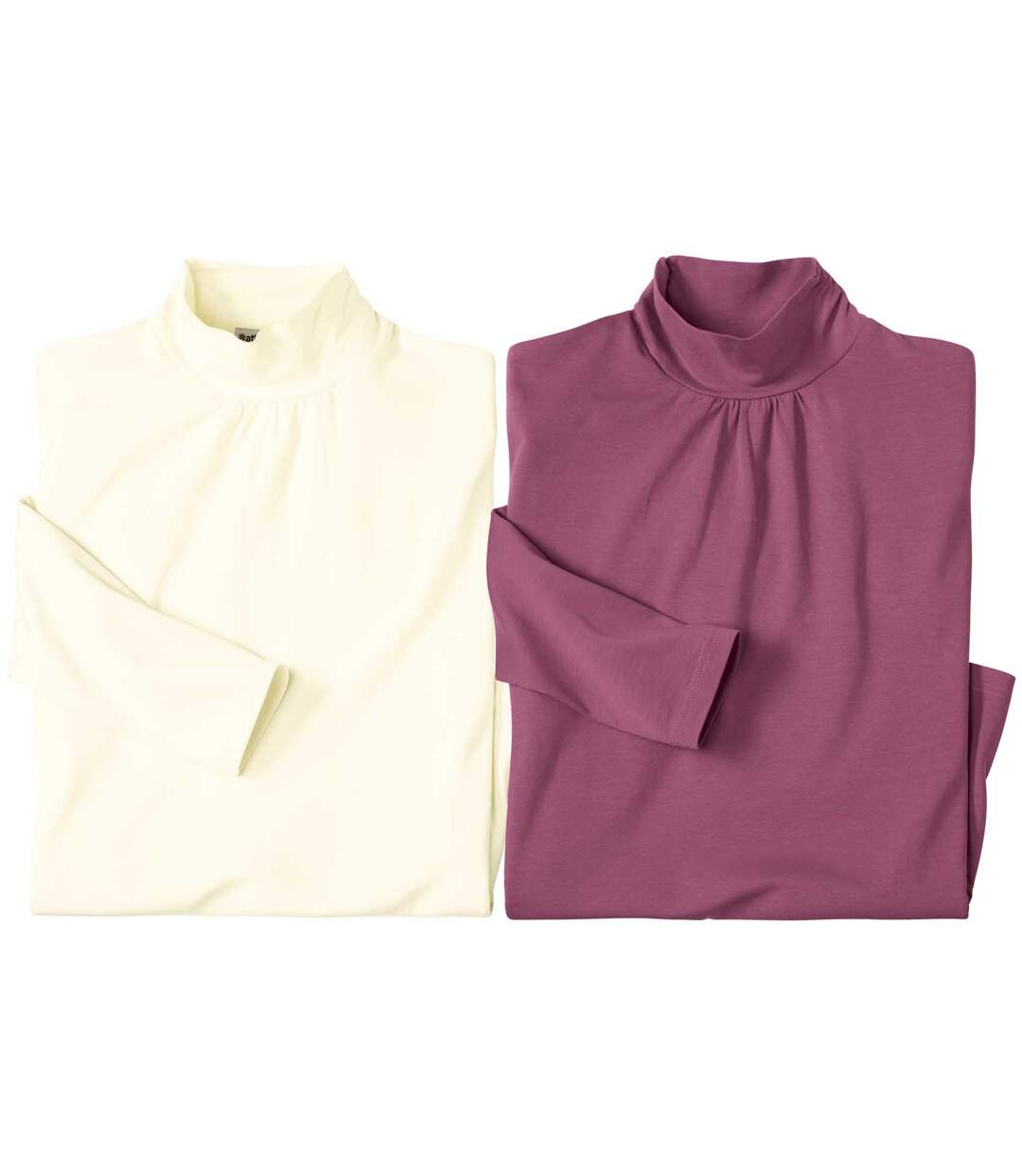 Lot de 2 Sous-Pulls Col Montant Froncé