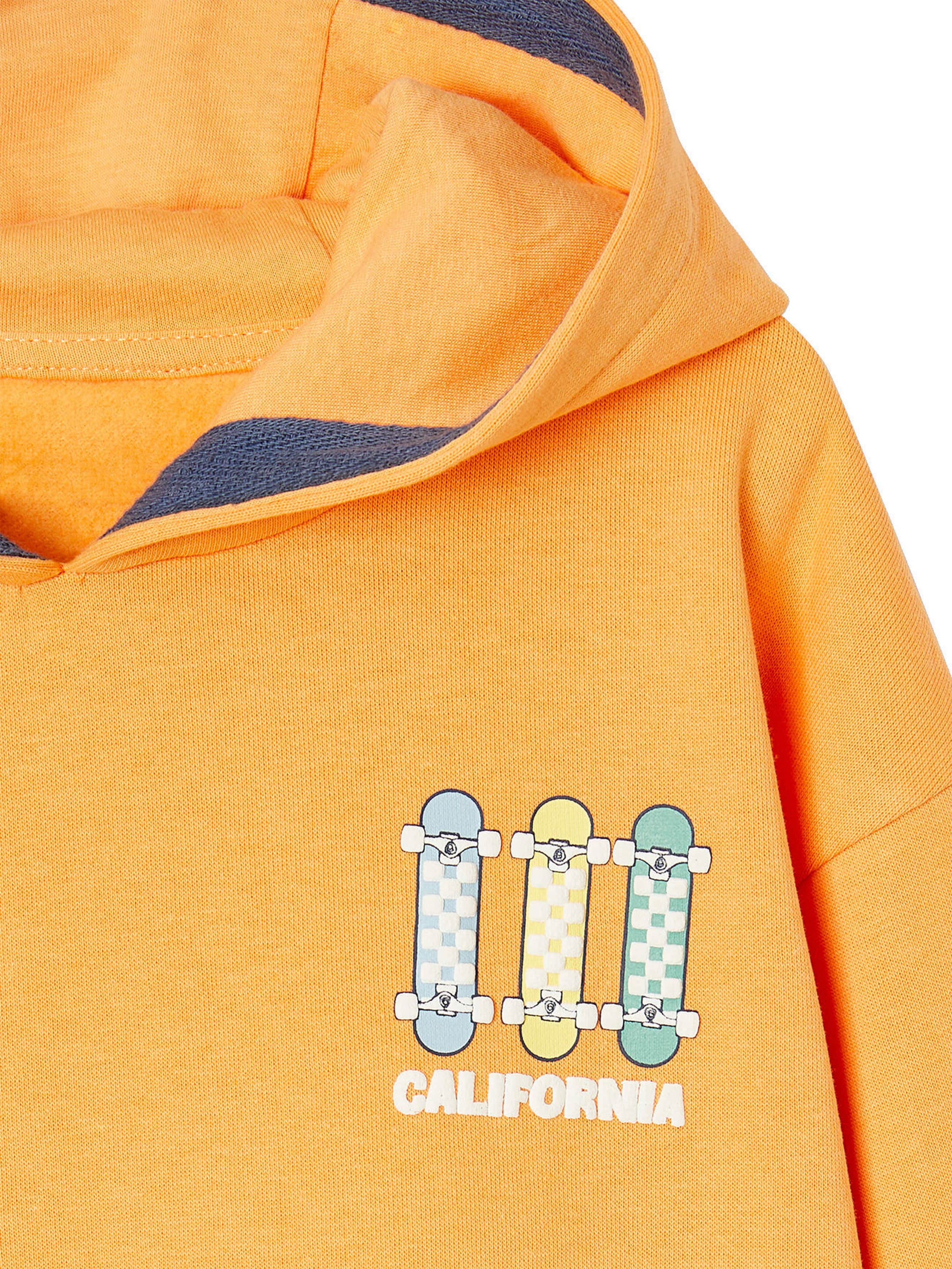Vertbaudet Jungen Kapuzensweatshirt mit Print und Recycling-Polyester orange