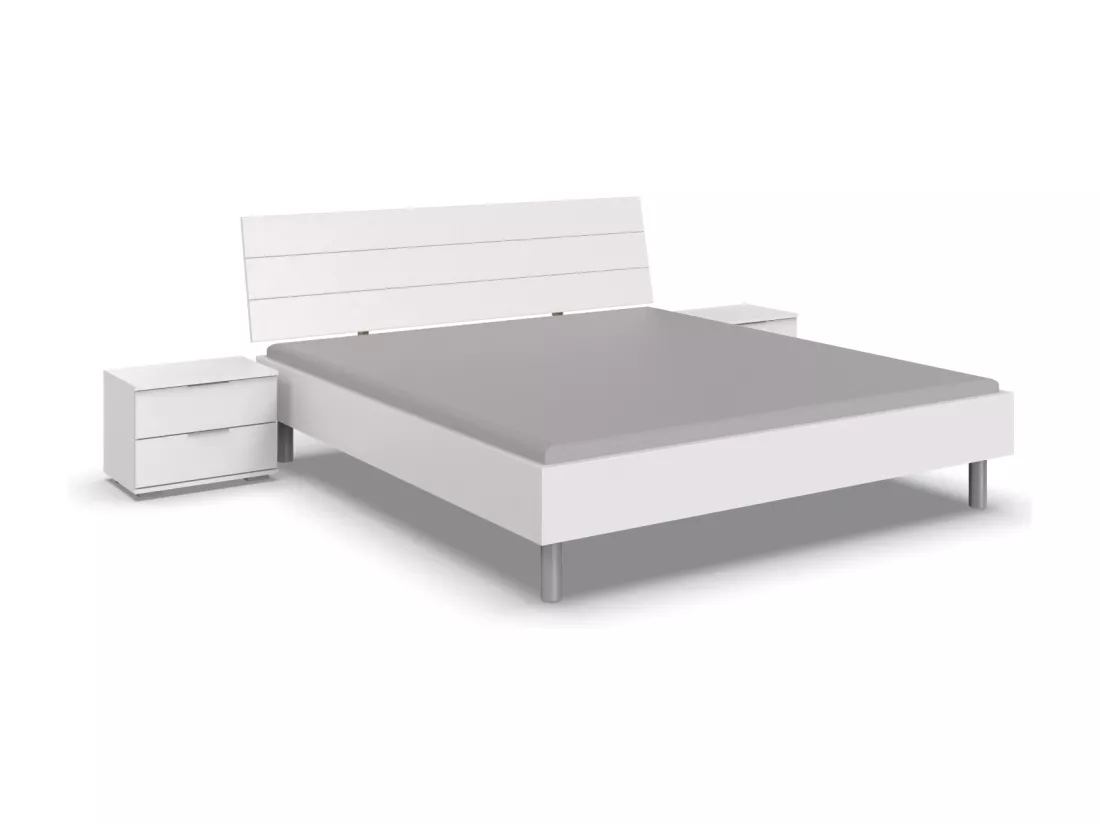 Chambre à coucher complète adulte ( lit adulte + 2 chevets ) coloris blanc