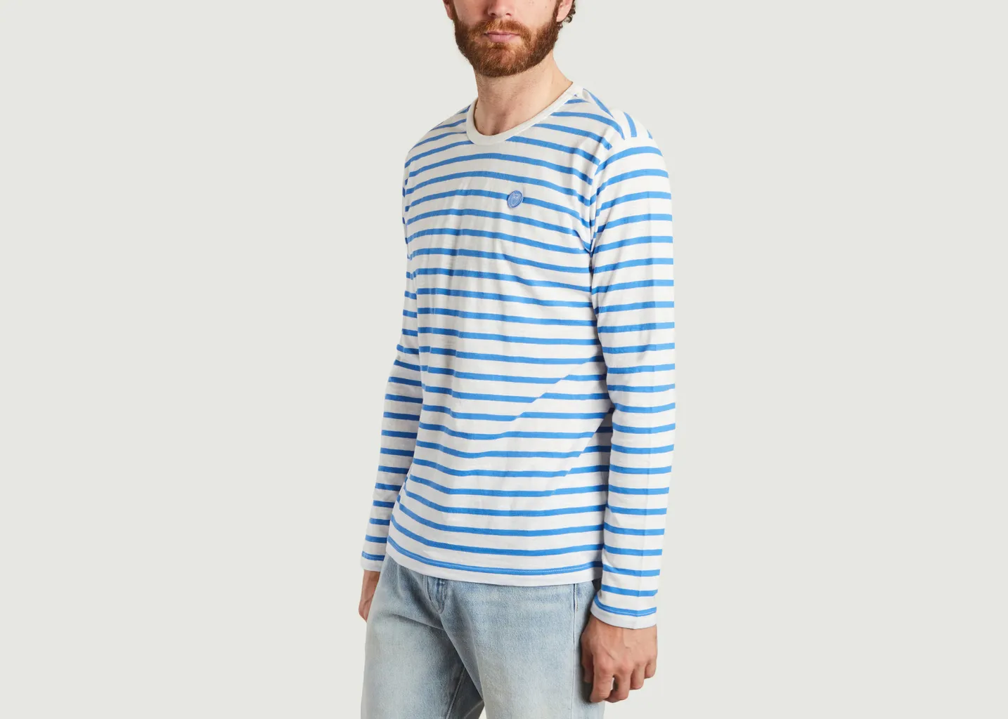 T-shirt manches longues rayé siglé en coton bio KCA