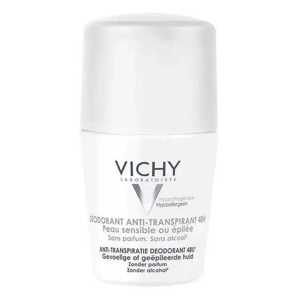 Desodorante antitranspirante roll-on Vichy para pele sensível, 50ml