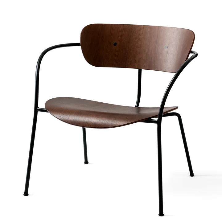 &Tradition - Pavilion Loungechair AV 5, schwarz / Walnuss lackiert