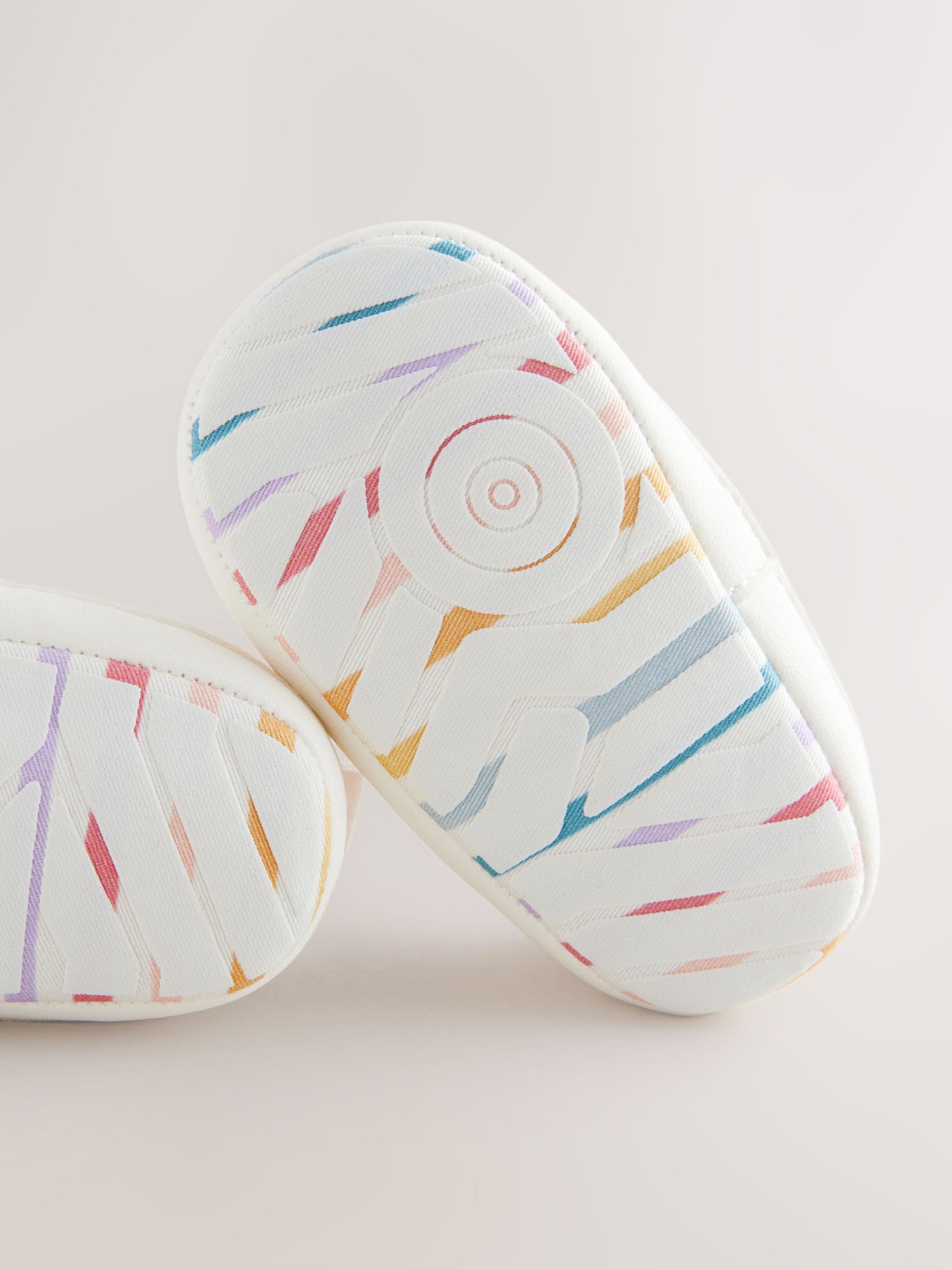 Wit regenboog - Babyschoentjes met klittenbandsluiting (0 - 24 mnd)