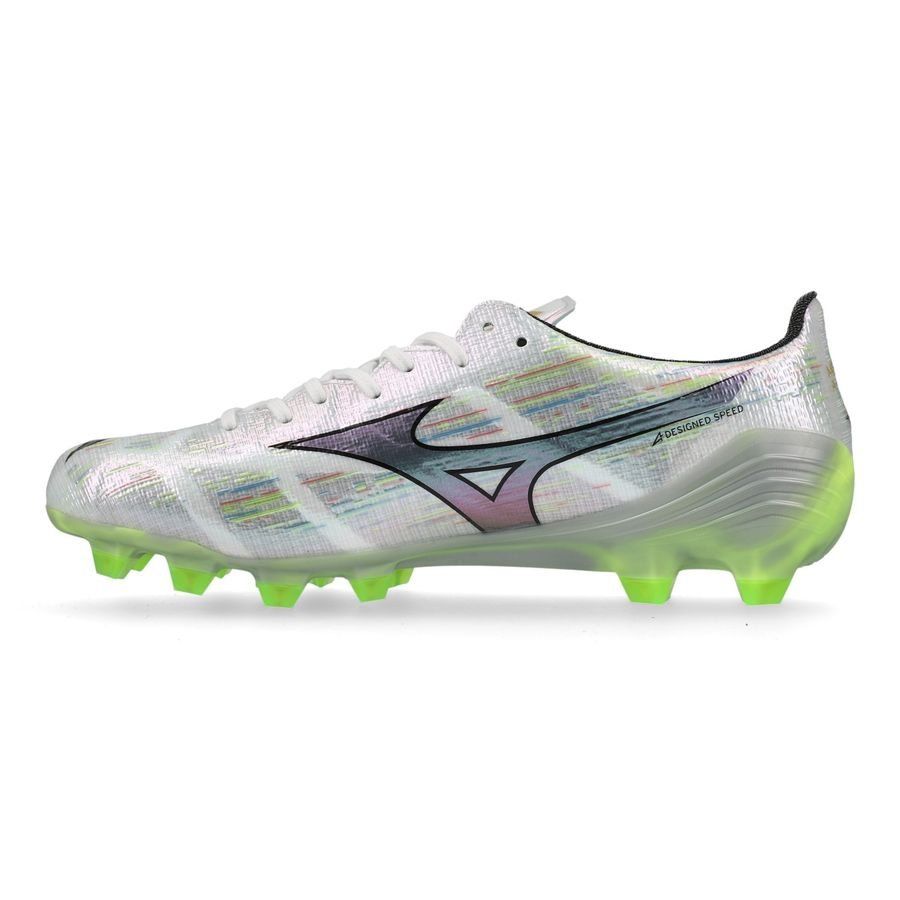 Mizuno Alpha II Elite FG/AG - Blanc/Silver Iridescent/Noir