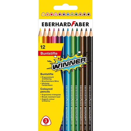 Eberhard Faber Buntstift Dreikantfarbstift Winner im 12-er Etui