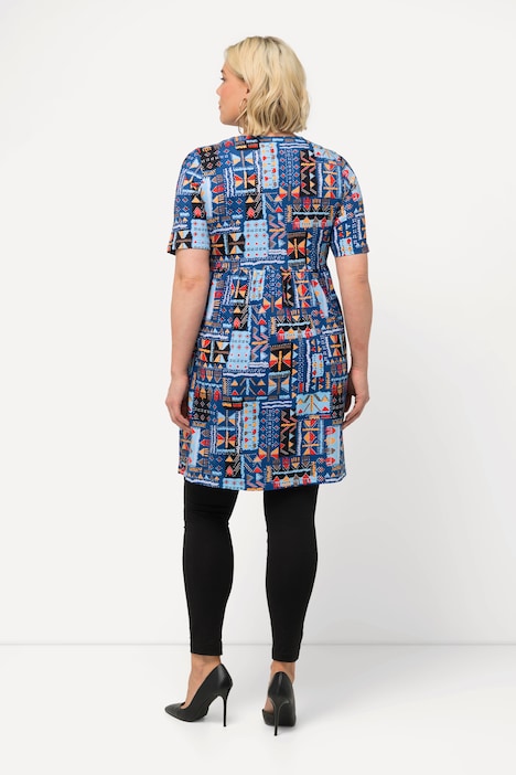 Longshirt, Zierbänder, Rundhals, A-Linie, Halbarm
