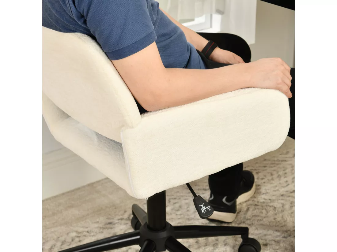 URBAN MEUBLE Chaise de bureau en tissu éponge beige, réglable en hauteur, rotation à 360°