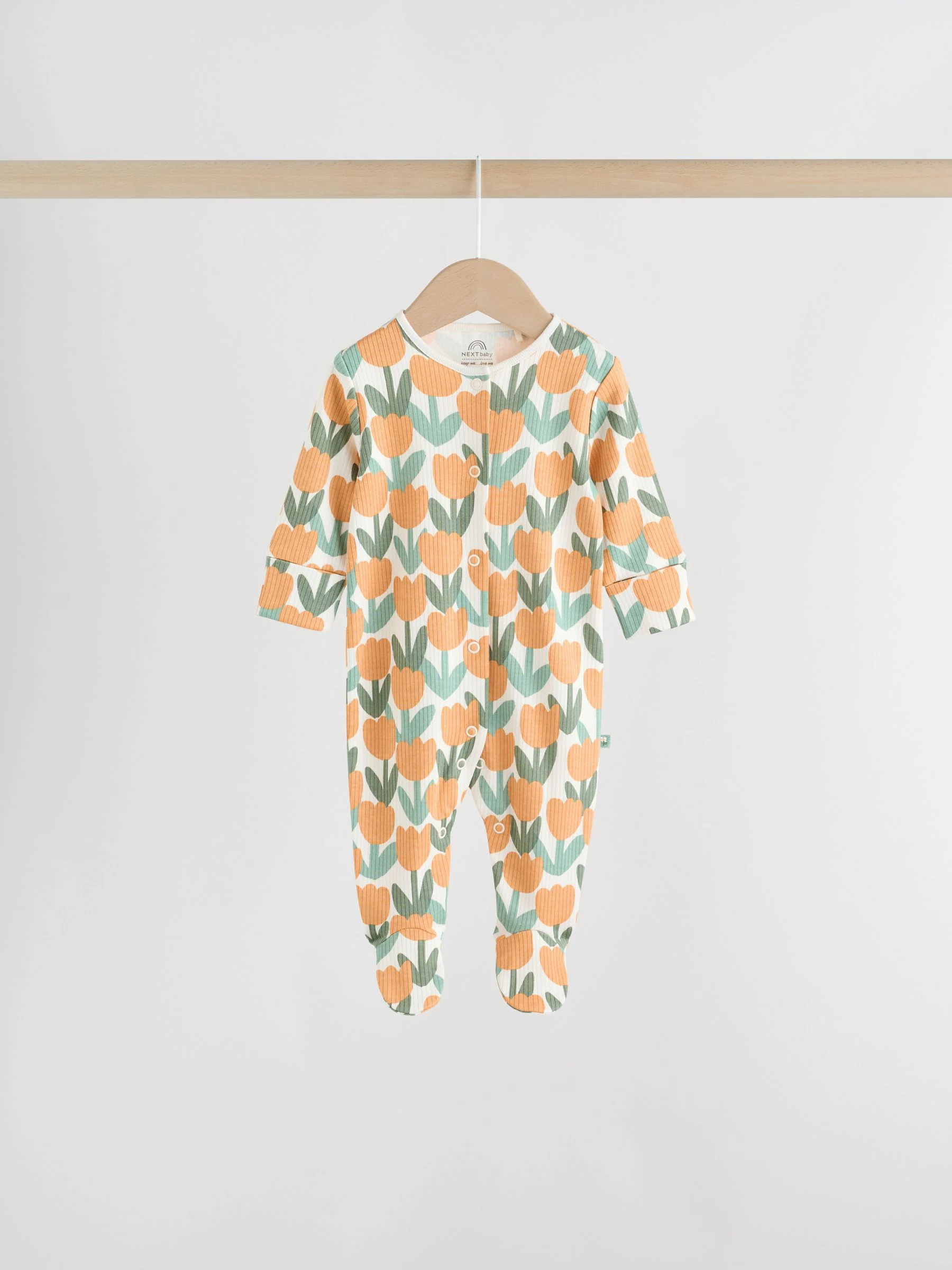 Saliegroen gebloemd - Verpakking van 5 babypyjama's (0 mnd-2 jr)