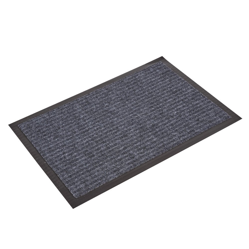 Paillasson rectangulaire antidérapant  avec bord PVC gris et noir