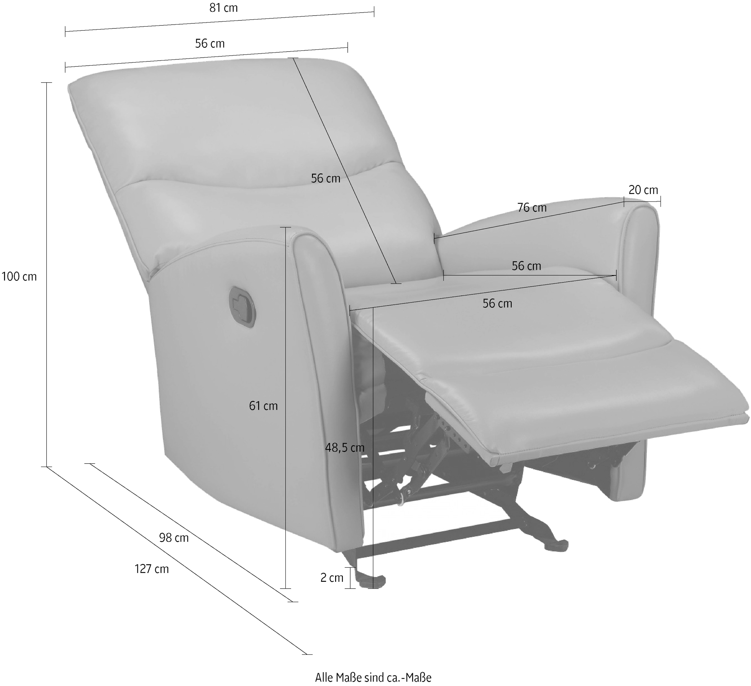 Home affaire Relaxsessel »Chesley, TV-Sessel mit Schlaffunktion, Sessel Wohnzimmer« mit Relaxfunktion, frei stellbar