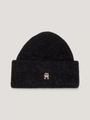 Gorro de malha canelada com monograma TH