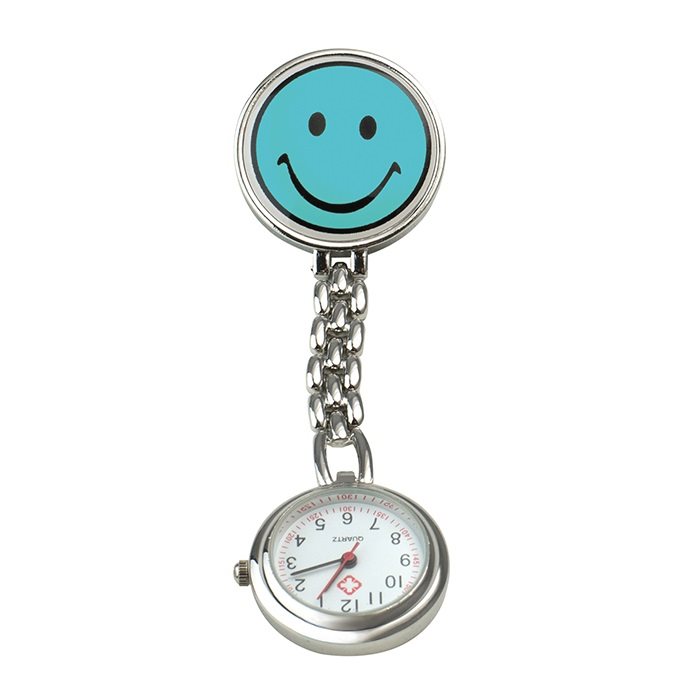 SUNDO Schwestern-Uhr Smiley 9cm hellblau mit Clip batteriebetrieben 1 Stk