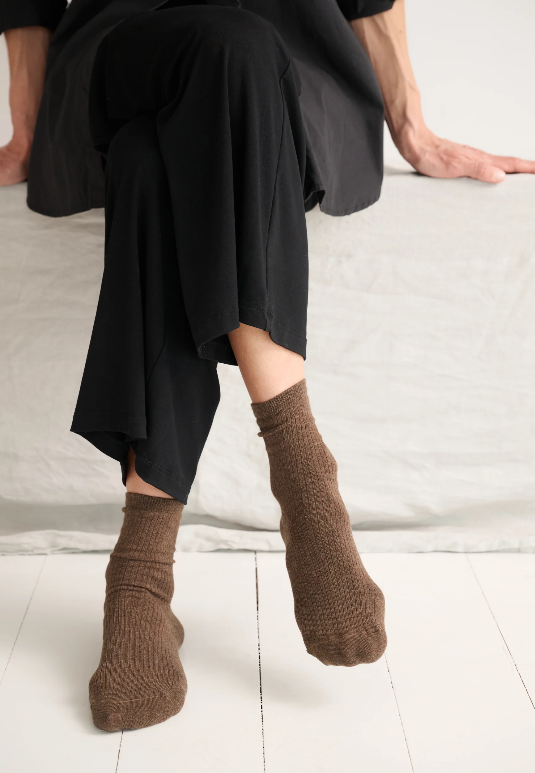 Moshi Moshi Mind  Story Rib ankelstrømper - Brown Melange