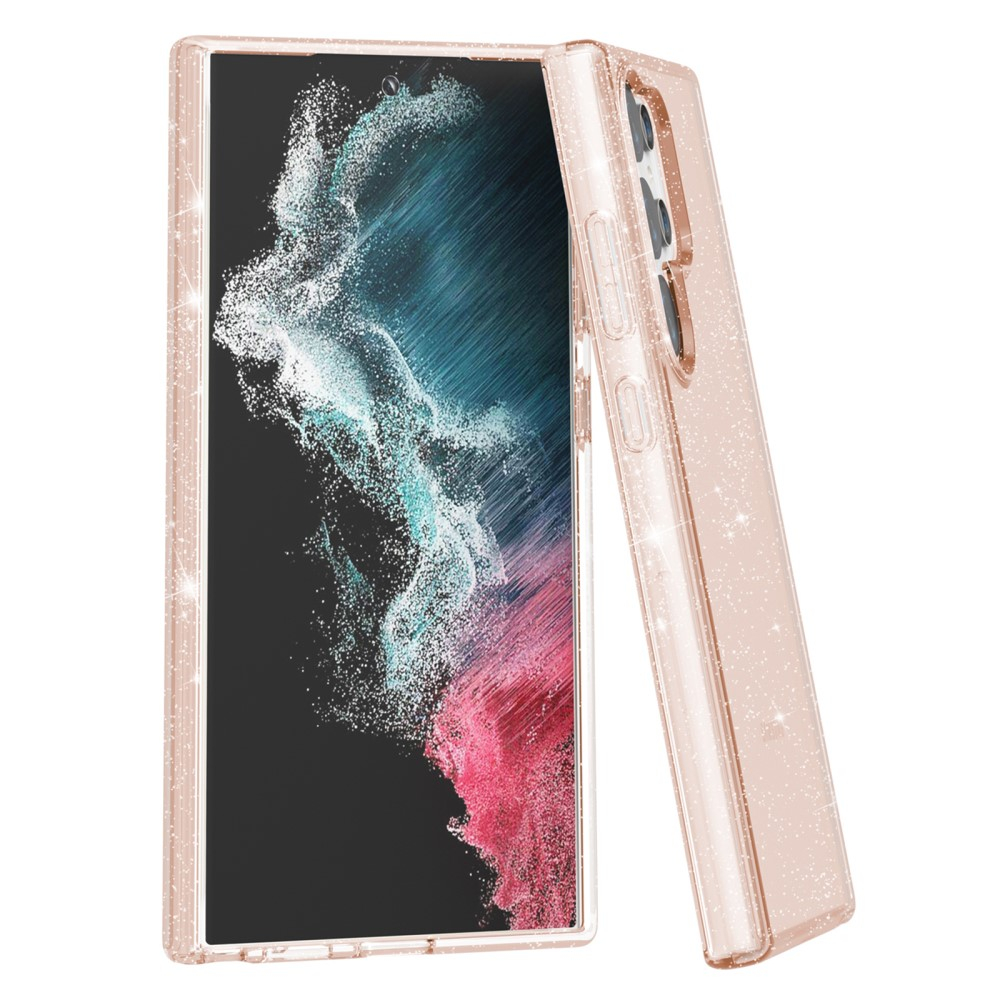 Samsung Galaxy S24 Ultra Hybrid Hardcase Schutzhülle im Glitzer Design - Gold / Transparent