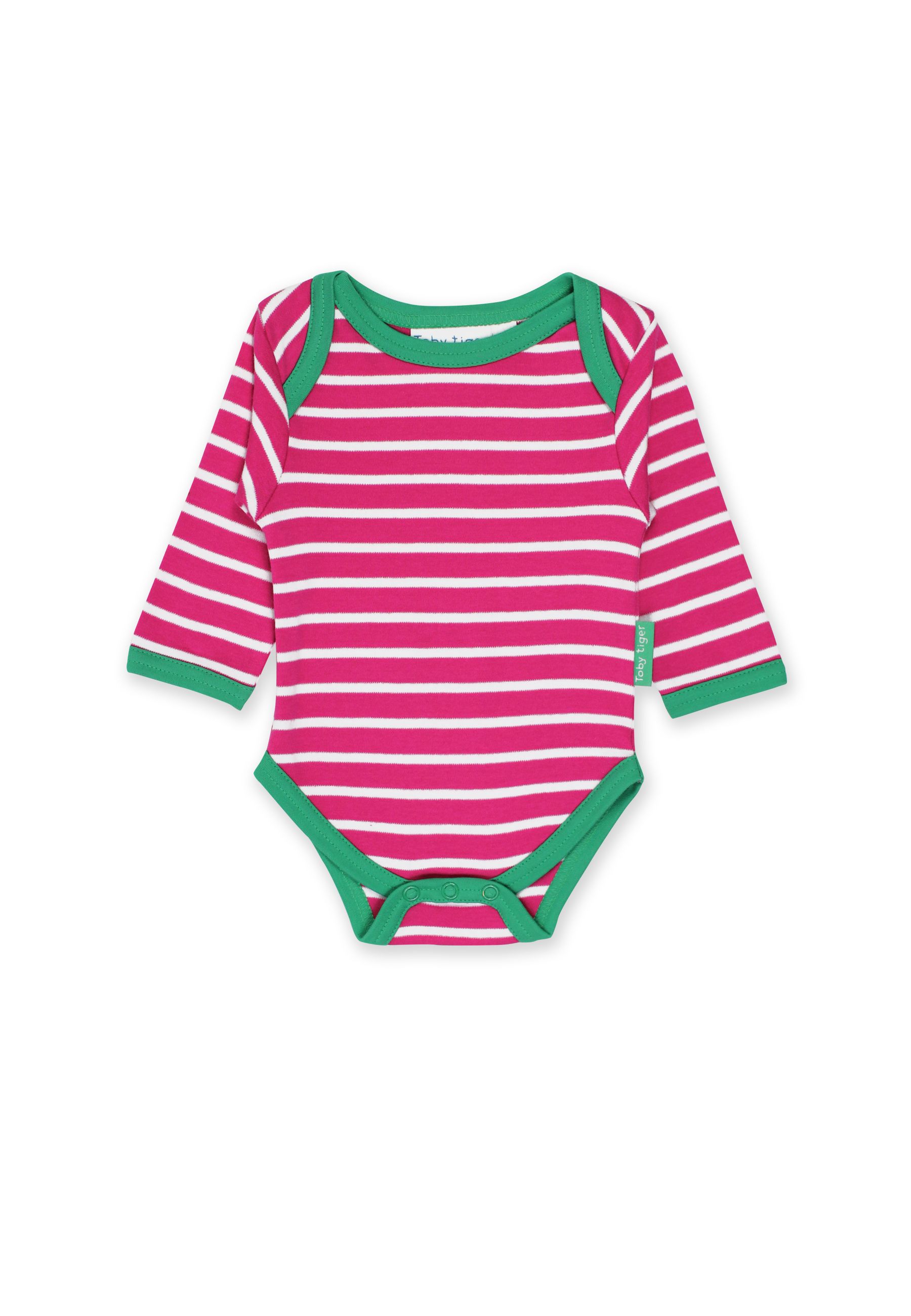 Toby Tiger Baby Body mit Schlupfaussschnitt rosa gestreift