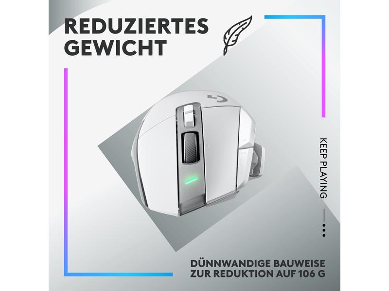 Logitech Gaming-Maus G502 X Plus Weiss Kabellose Lightspeed Gaming-Maus mit «Lightsync»-RGB-Beleuchtung
