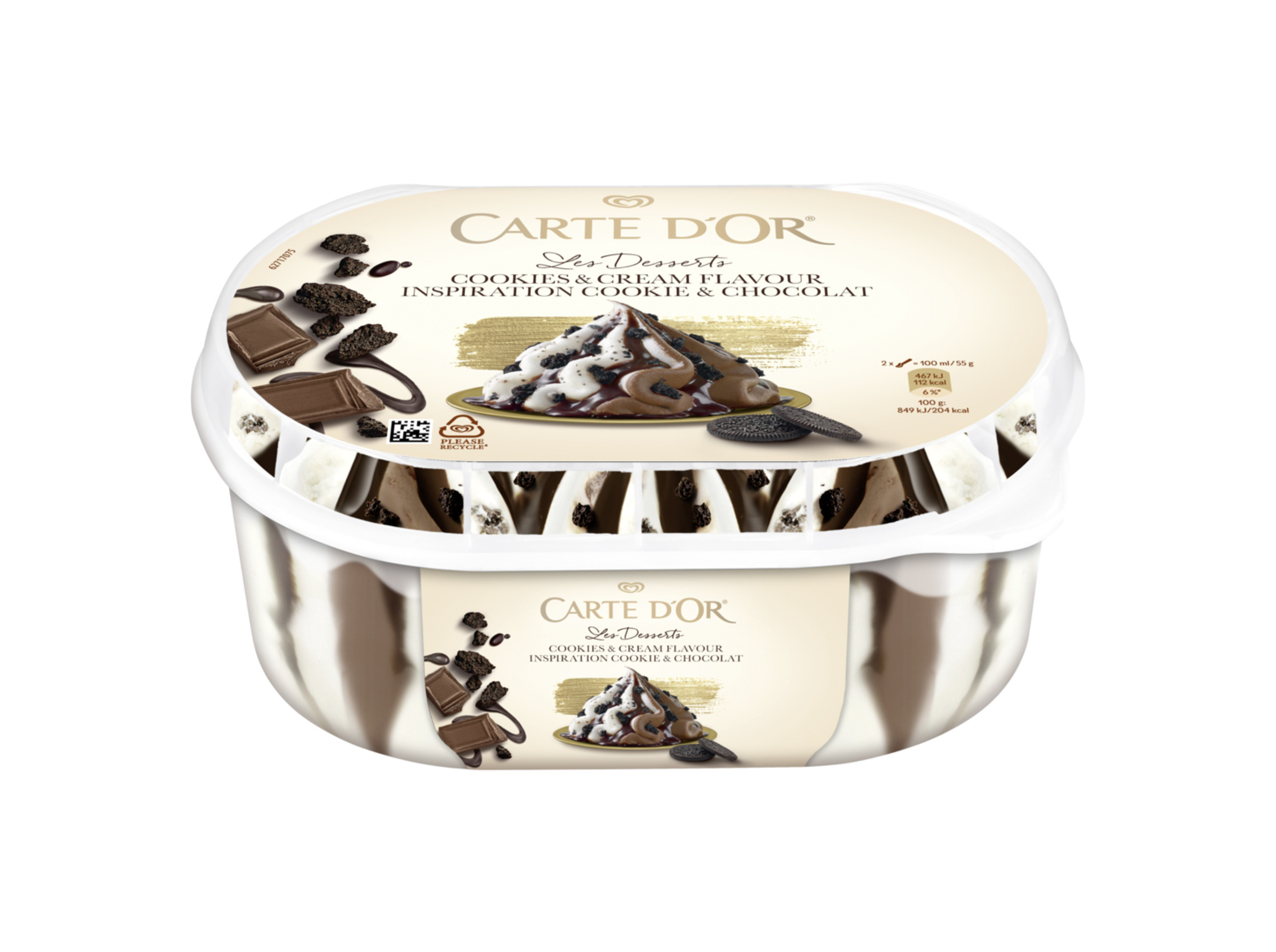 GELADO CARTE D'OR COOKIES & CREAM 825ML