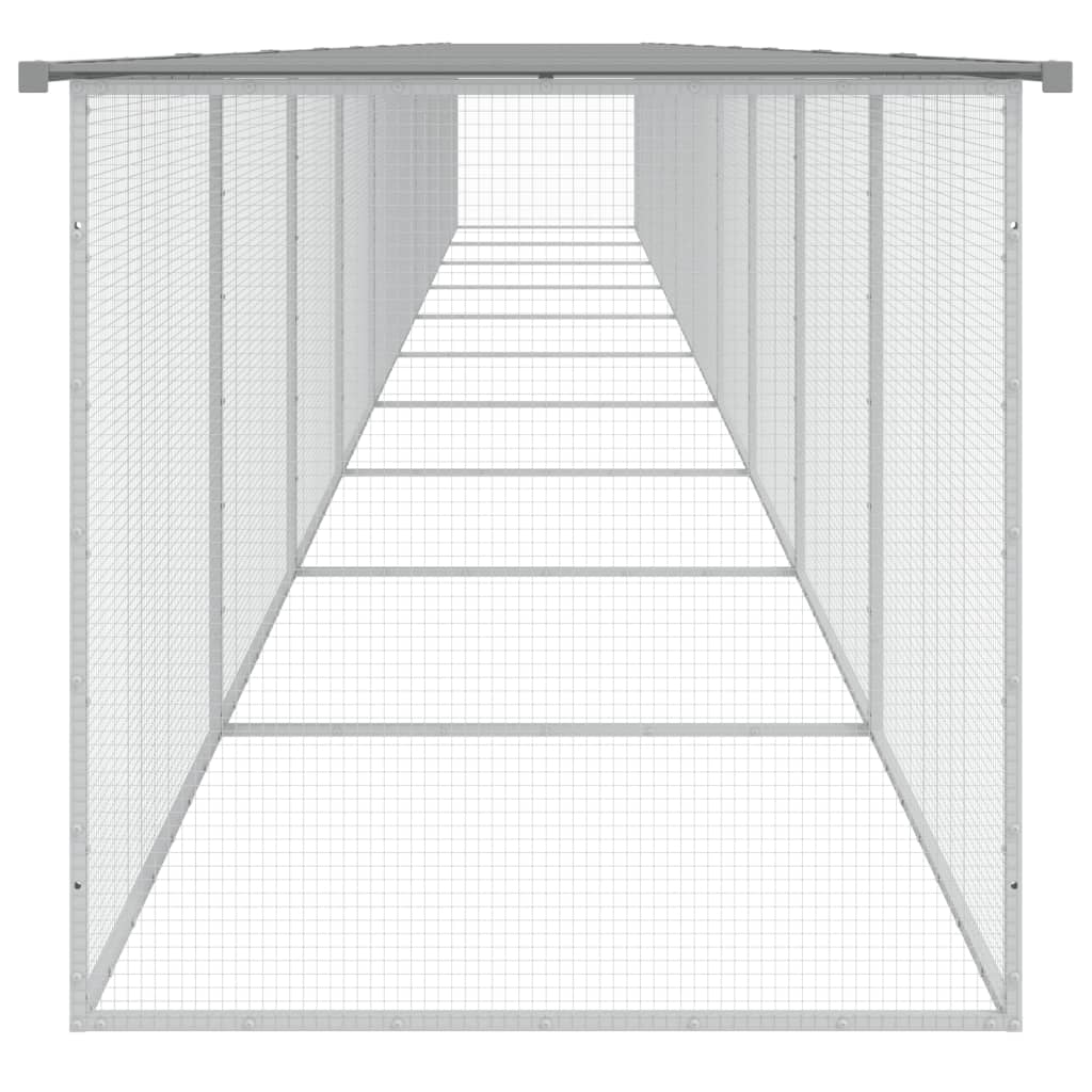 Galinheiro vidaXL com telhado, aço galvanizado, cinza claro, 1003x98x90 cm