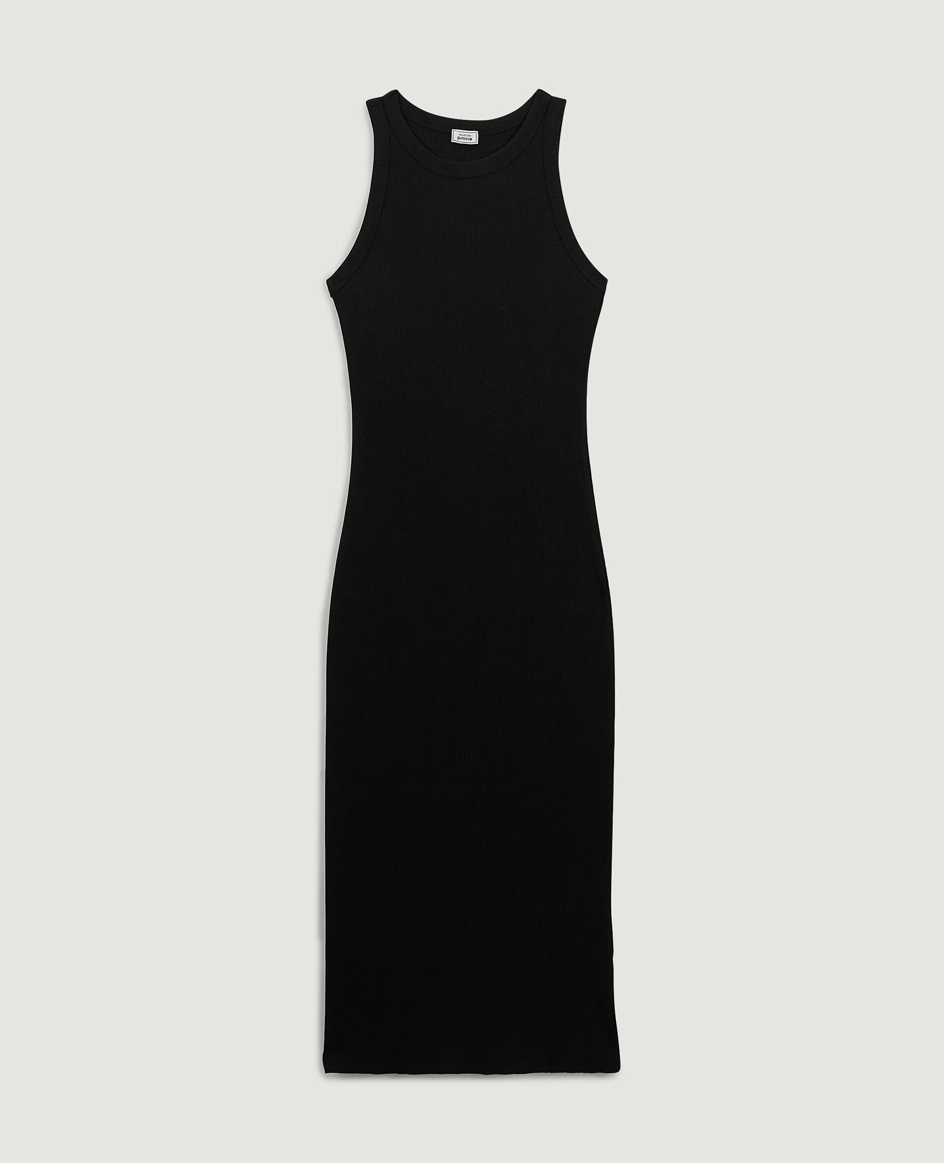 Robe débardeur maille côtelée - Noir
