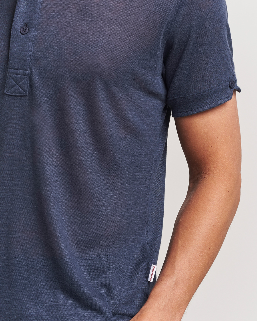 Orlebar Brown Sebastian Linen Polo Navy