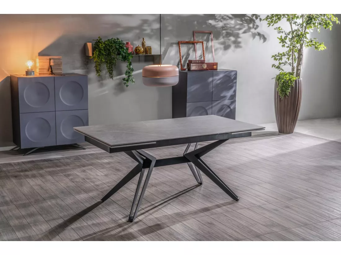 Match 3 Table extensible (160/240 x 90 cm) en Céramique Noire