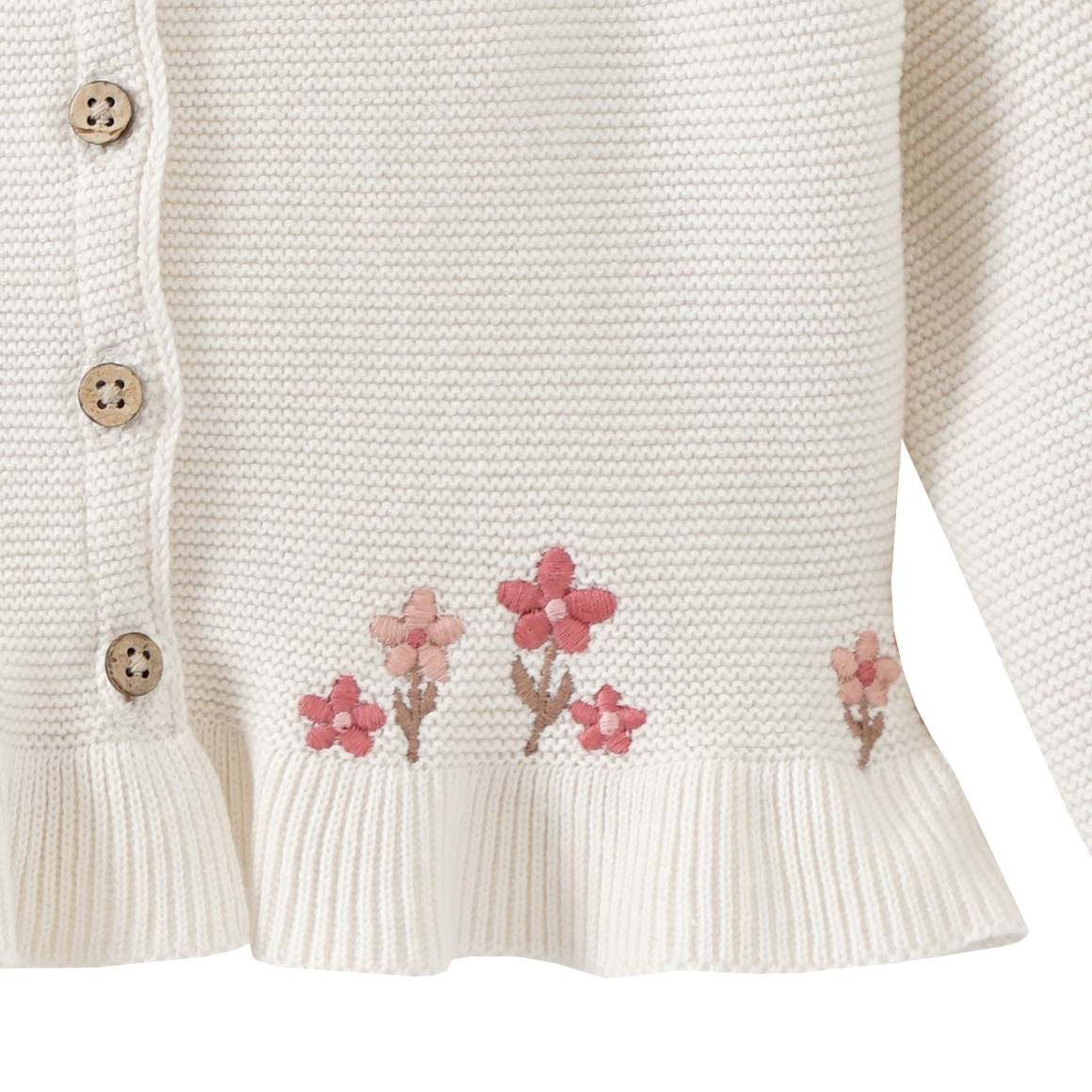 Topomini Newborn Strickjacke mit Blüten-Stickerei weiss