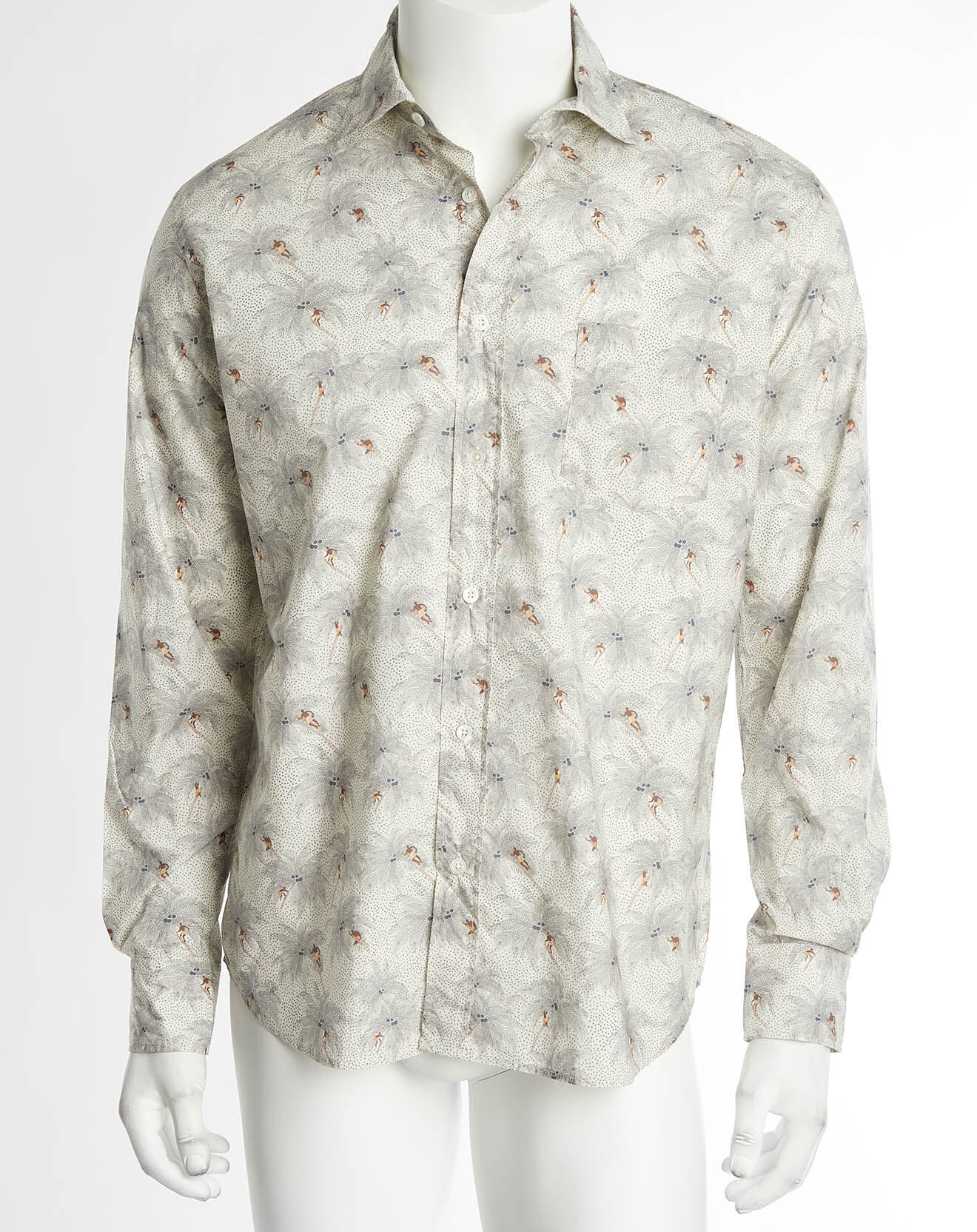 Hartford Chemise regular Paul imprimé Cocotier écru/gris