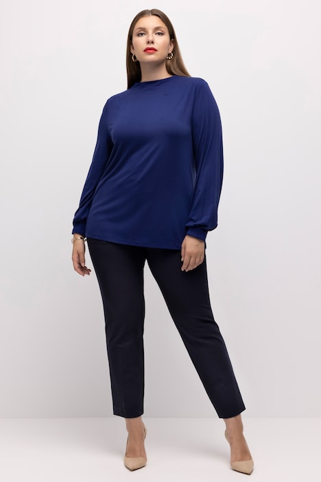 Shirt, Ziernähte, Stehkragen, Langarm