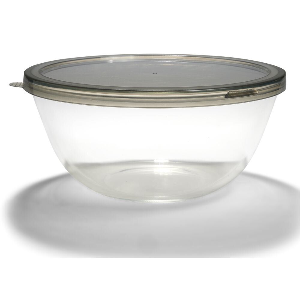 Saladier en verre 4L avec couvercle en plastique