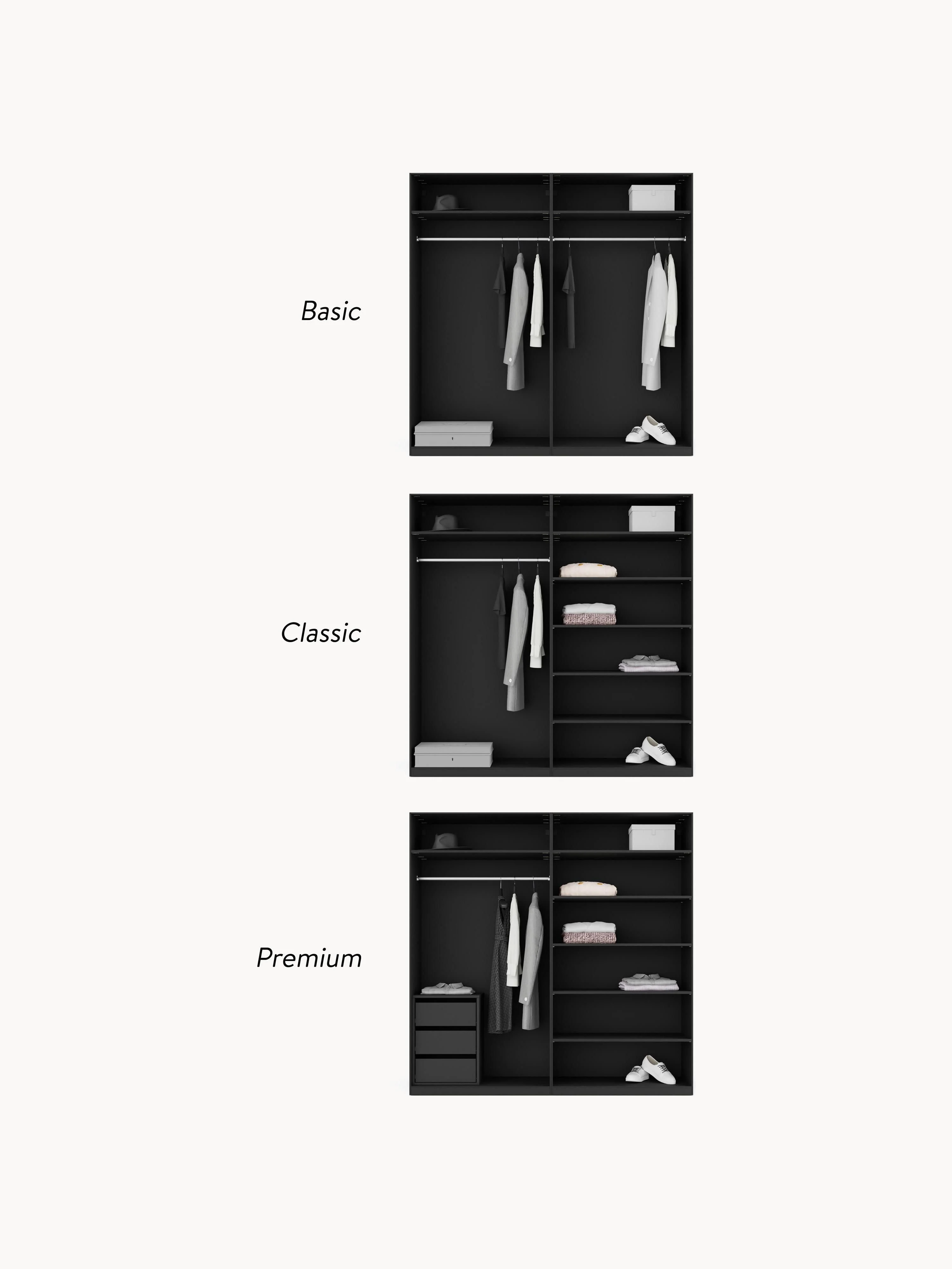 Modulaire draaideurkast Leon, 200 cm breed, in verschillende formaten