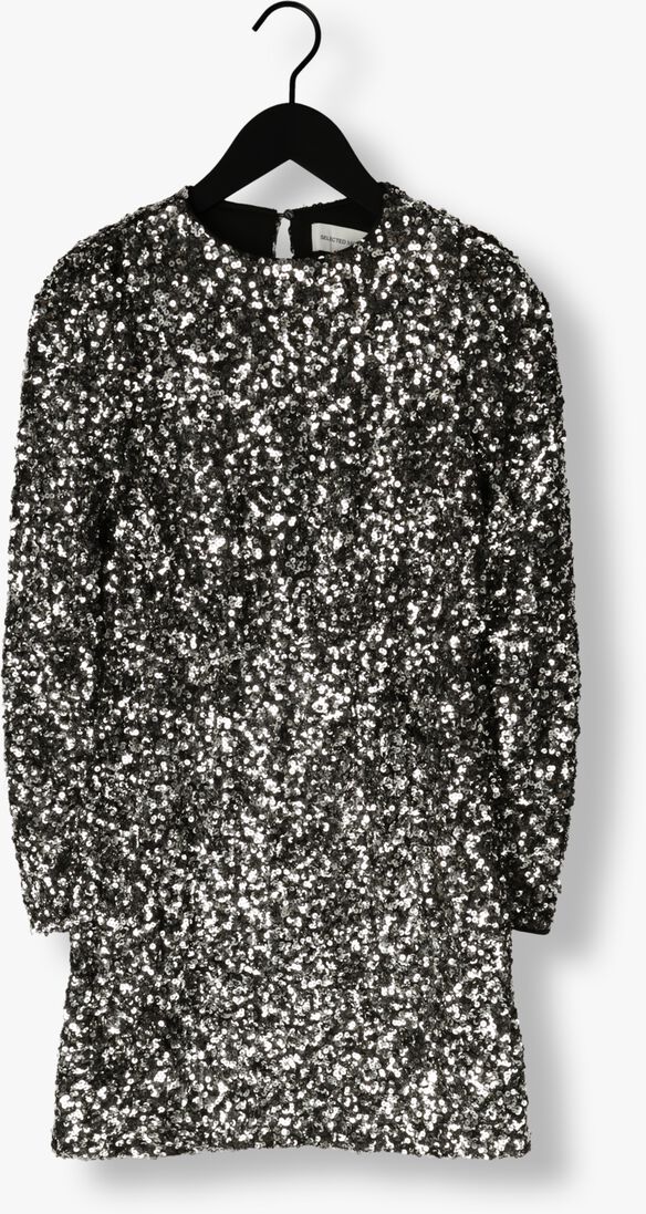 SELECTED FEMME zilveren selected femme mini jurk slfcolyn ls short sequins dress