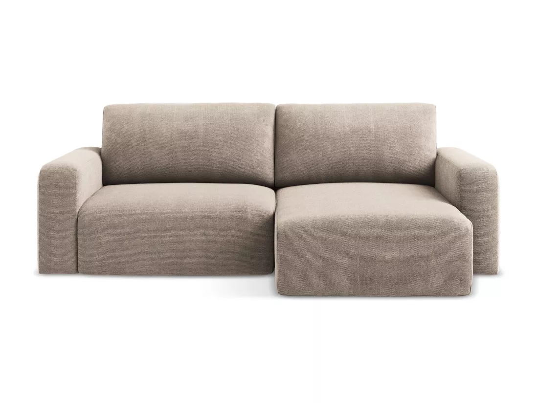 Canapé d’angle 3 places droit convertible en Chenille - beige foncé - KONA